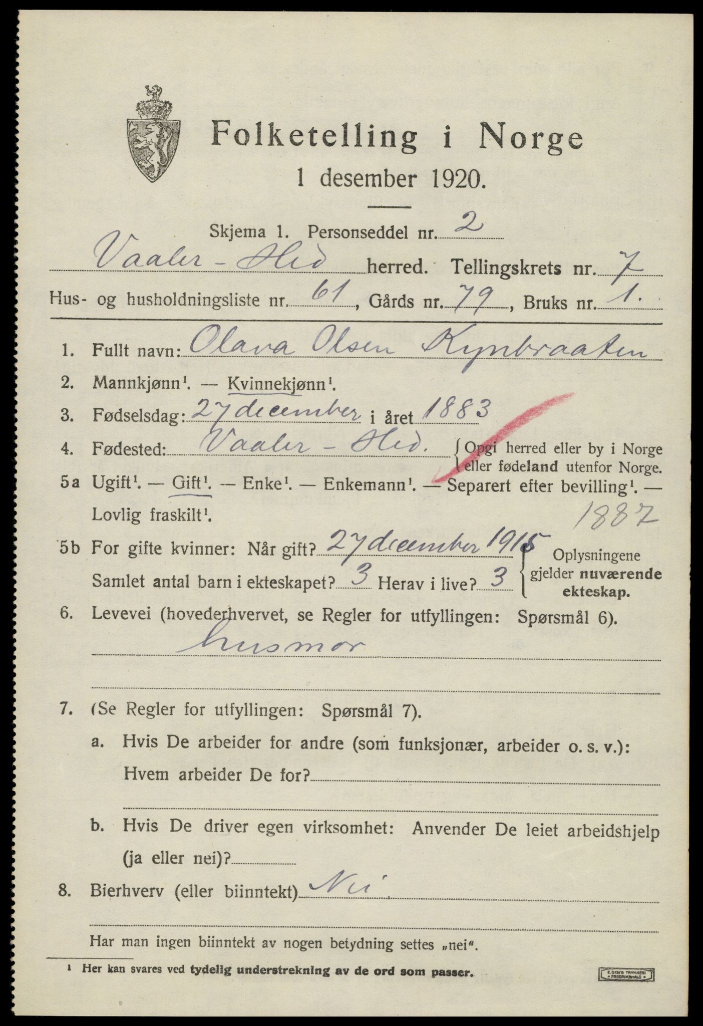 SAH, 1920 census for Våler (Hedmark), 1920, p. 8229