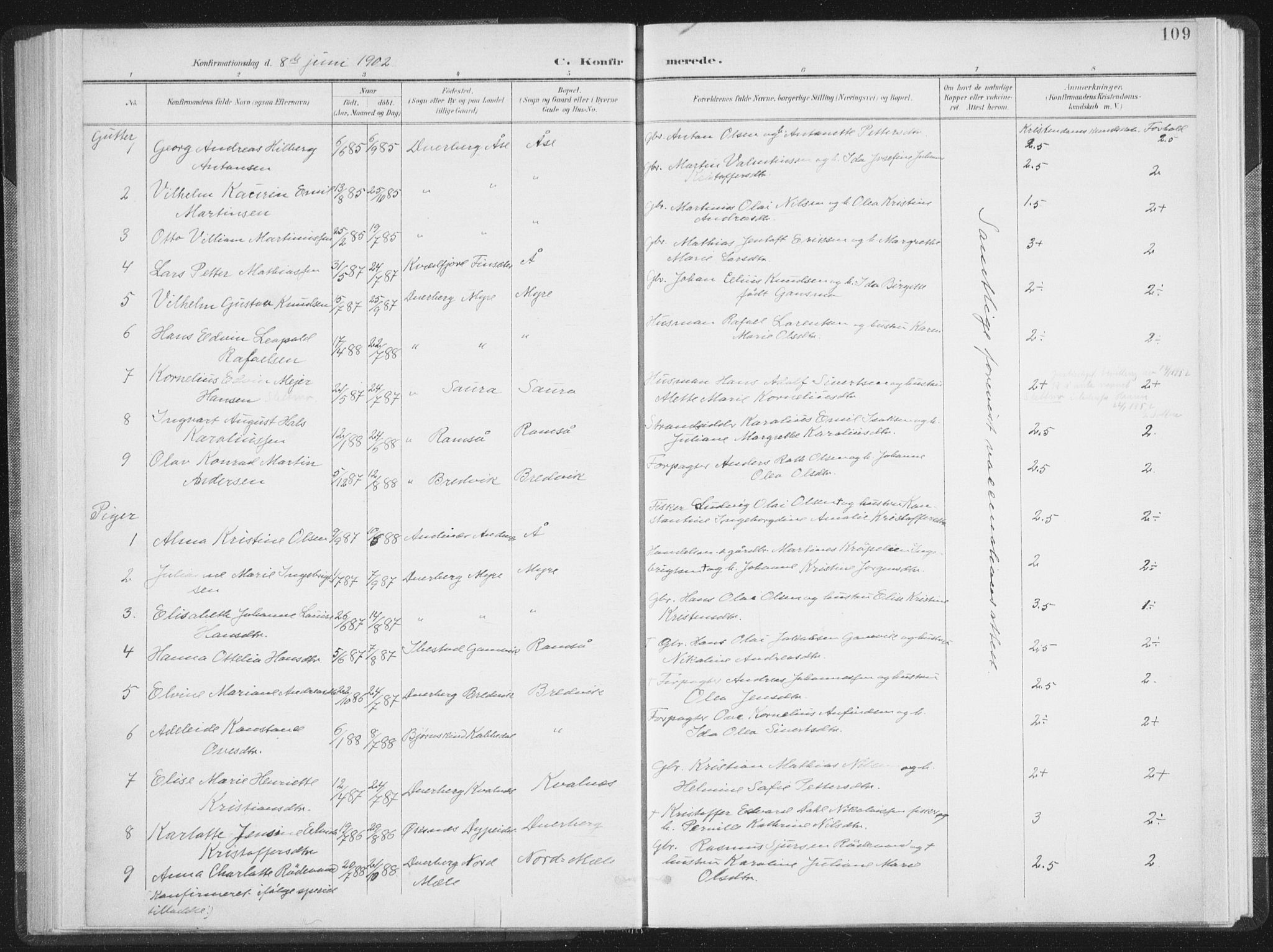 Ministerialprotokoller, klokkerbøker og fødselsregistre - Nordland, SAT/A-1459/897/L1400: Parish register (official) no. 897A07, 1897-1908, p. 109