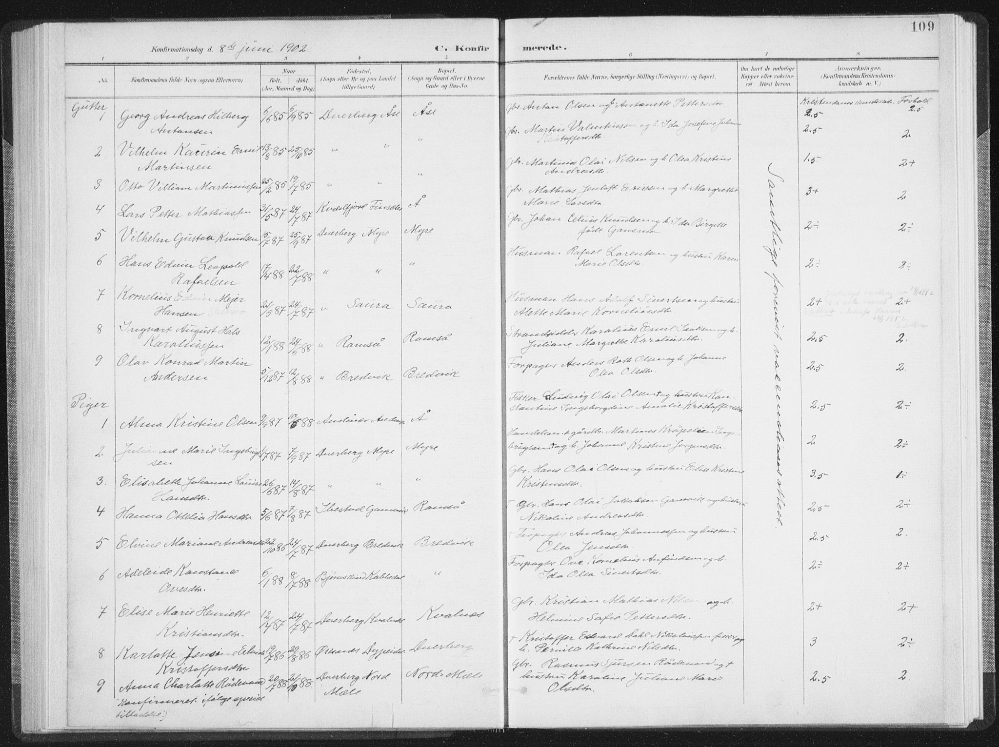 Ministerialprotokoller, klokkerbøker og fødselsregistre - Nordland, AV/SAT-A-1459/897/L1400: Parish register (official) no. 897A07, 1897-1908, p. 109