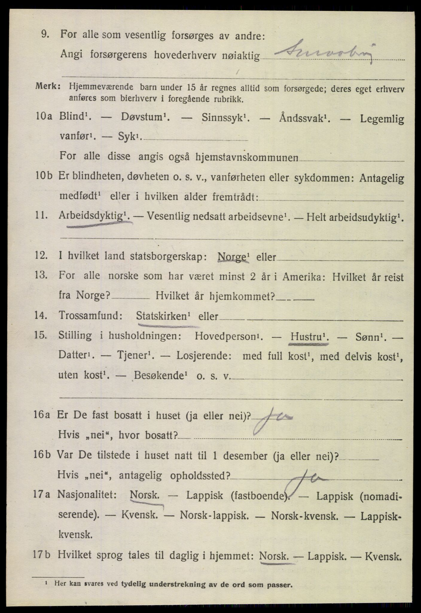 SAT, 1920 census for Hamarøy, 1920, p. 2647