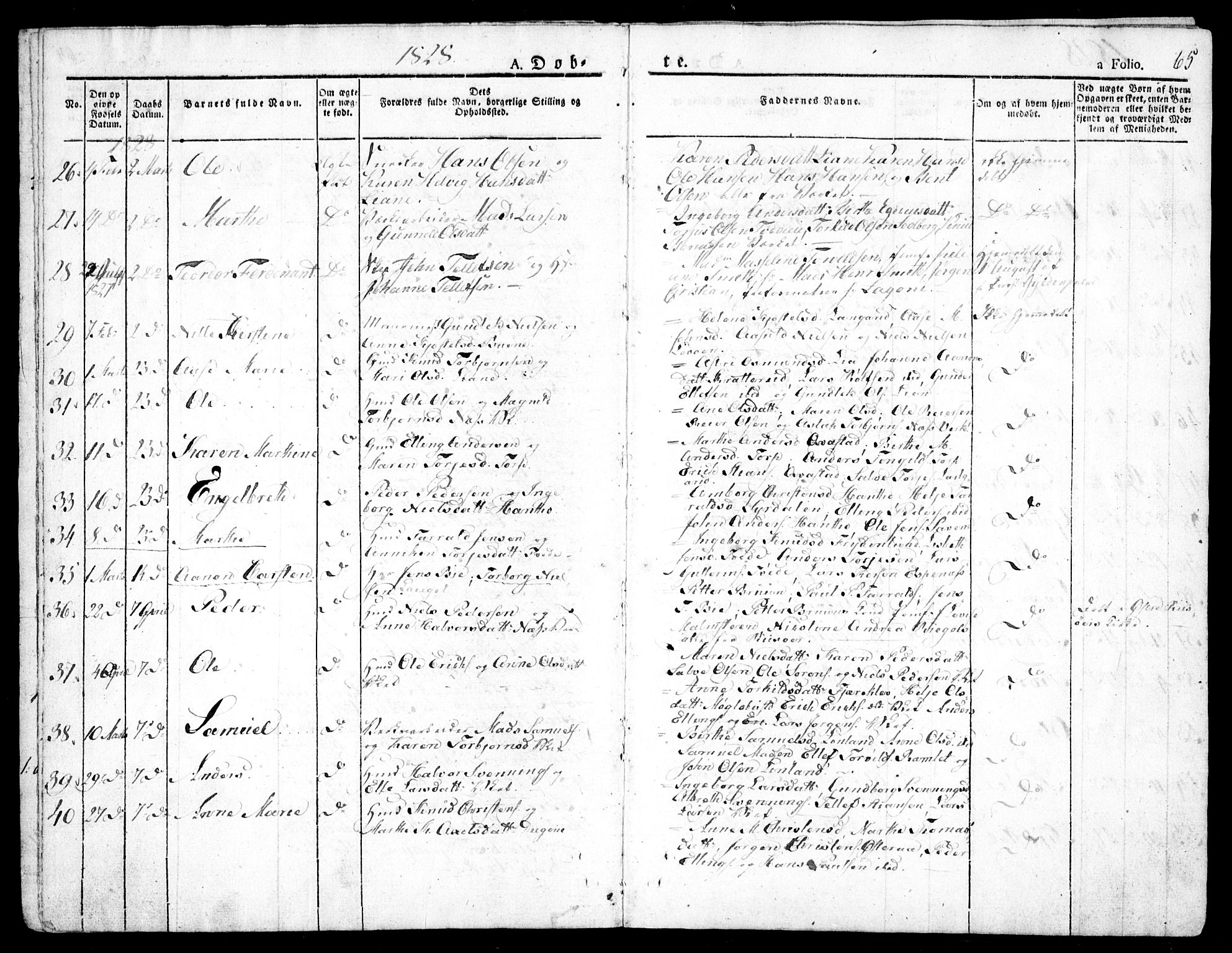 Holt sokneprestkontor, AV/SAK-1111-0021/F/Fa/L0006: Parish register (official) no. A 6, 1820-1835, p. 65