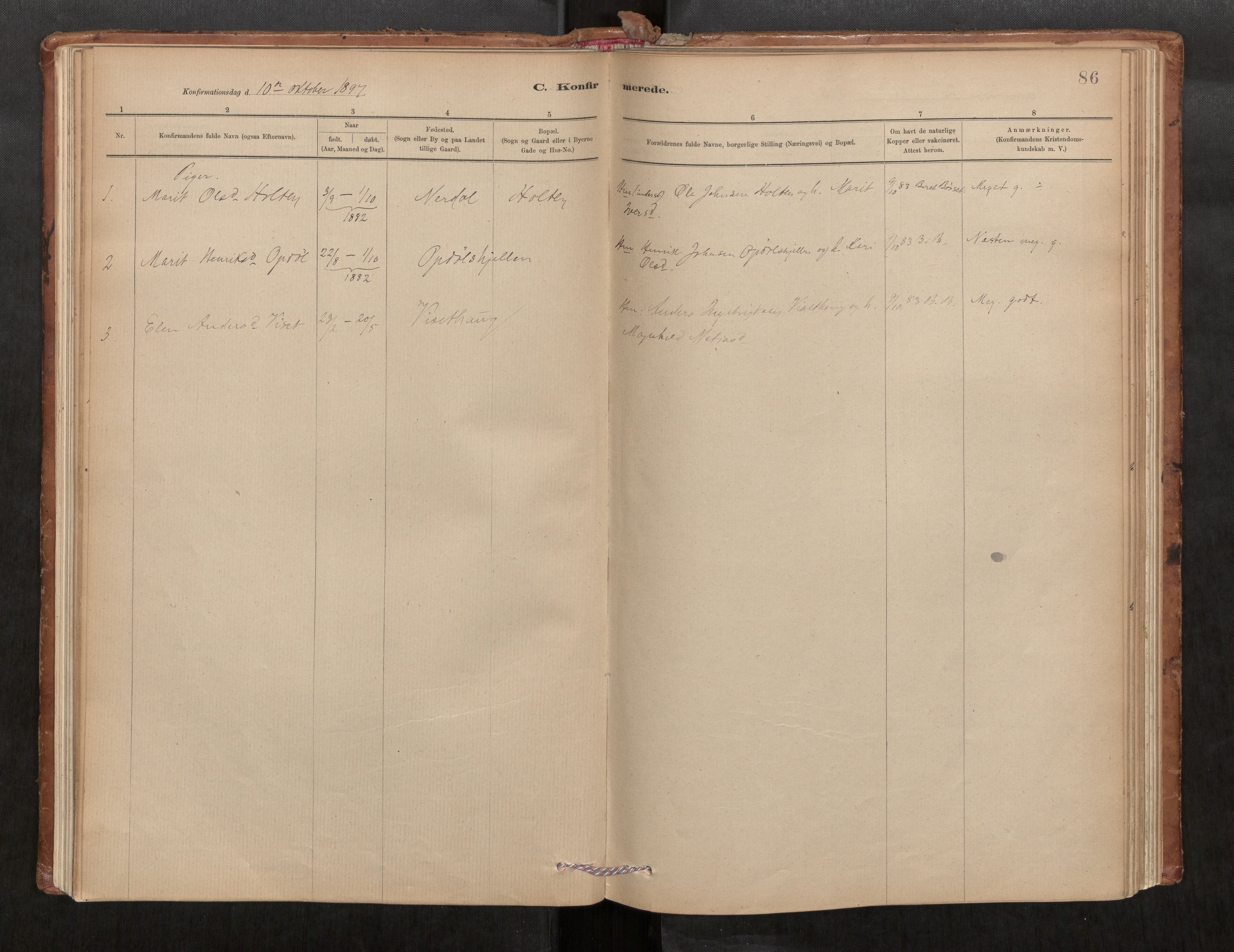 Parish register (official) no. 1, 1886-1908, p. 86