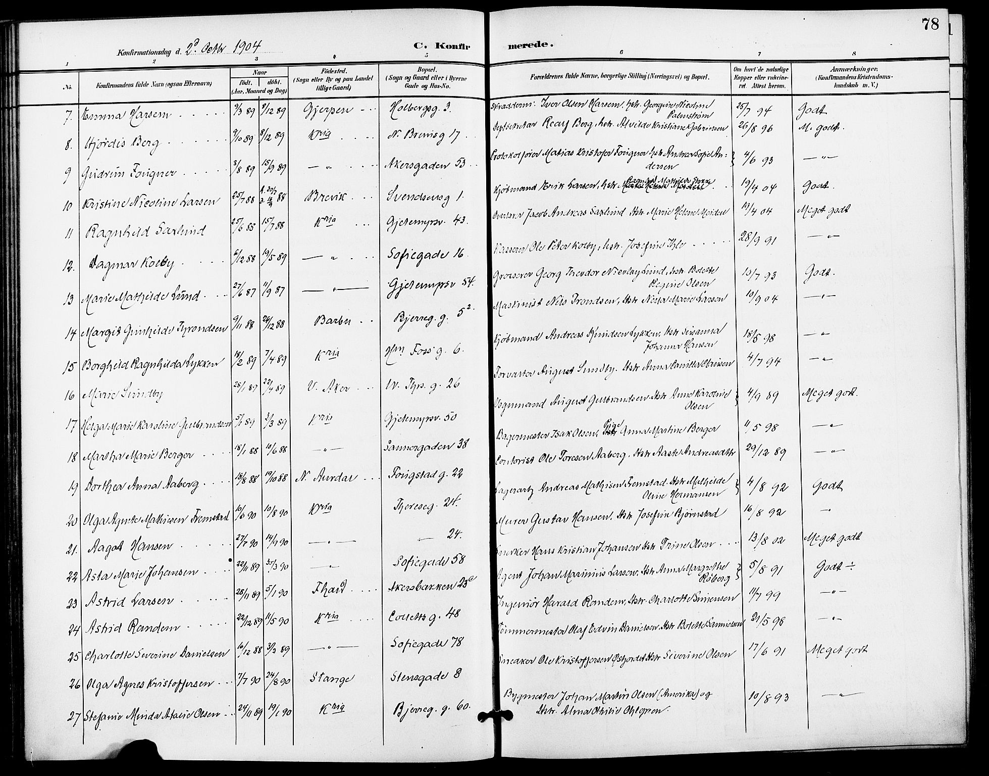Gamle Aker prestekontor Kirkebøker, SAO/A-10617a/F/L0012: Parish register (official) no. 12, 1898-1910, p. 78