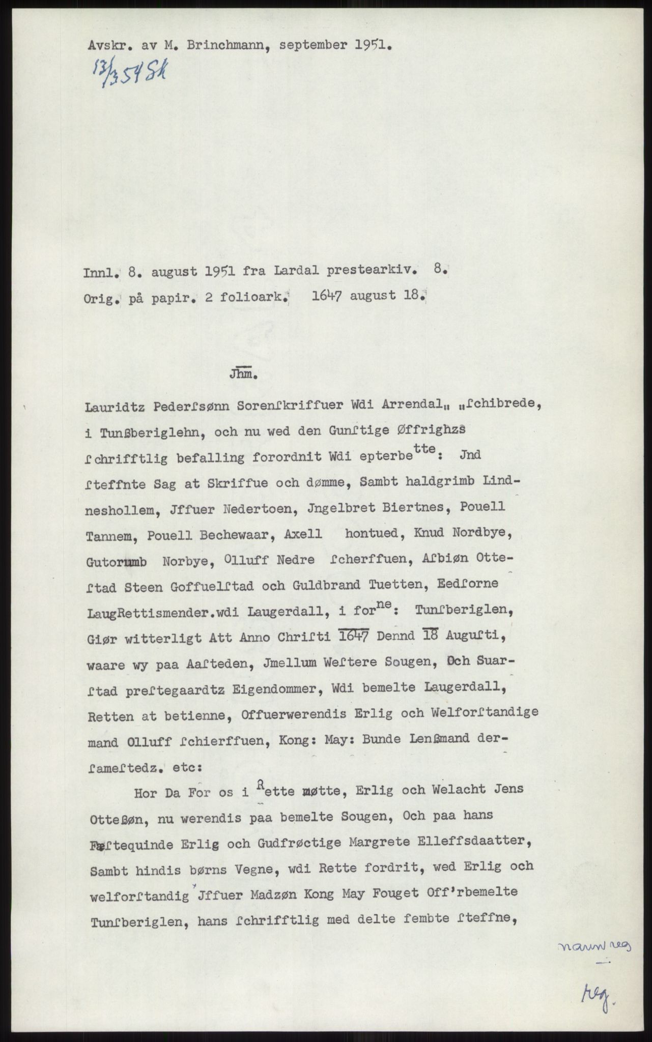 Samlinger til kildeutgivelse, Diplomavskriftsamlingen, RA/EA-4053/H/Ha, p. 265