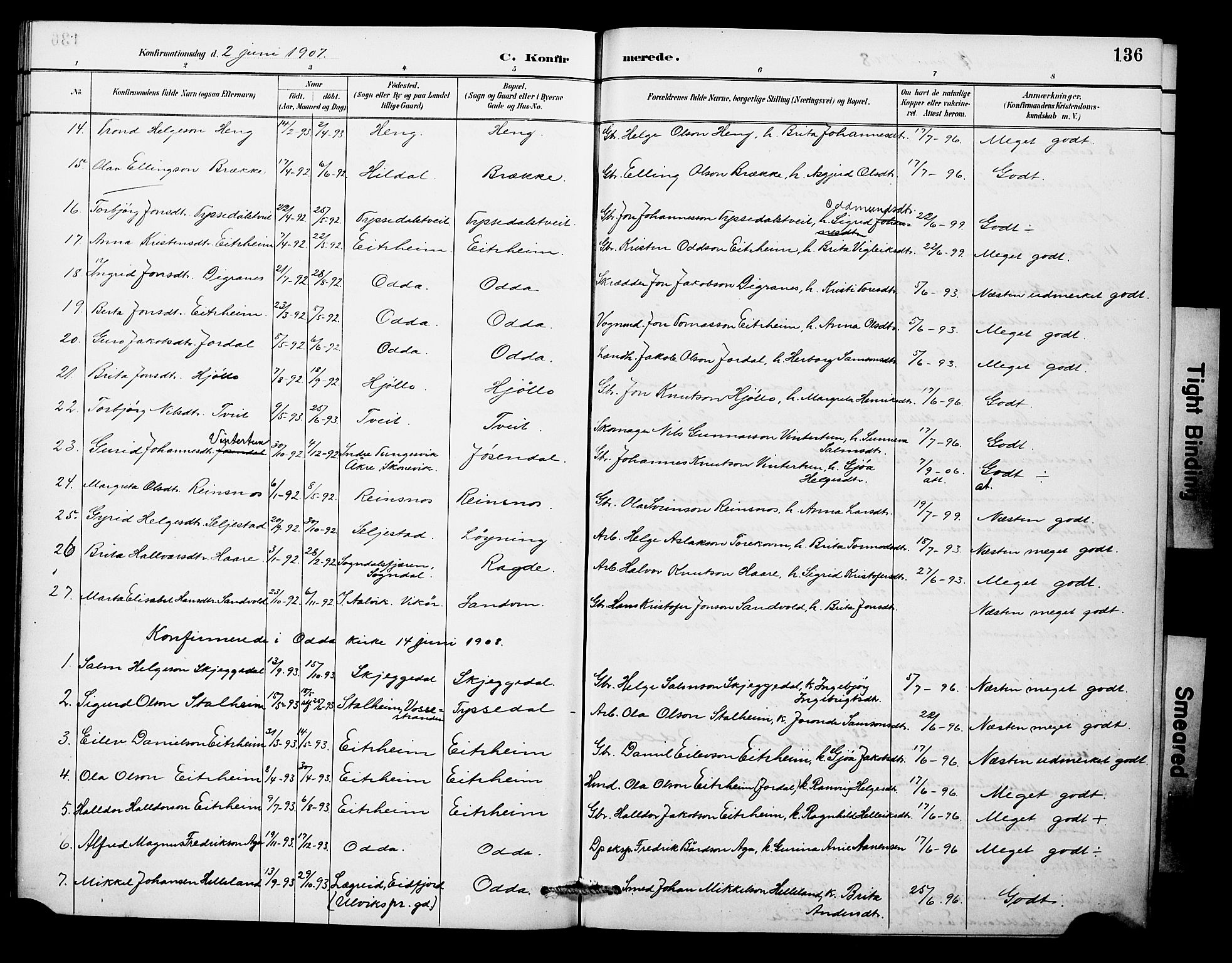 Odda Sokneprestembete, SAB/A-77201/H/Hab: Parish register (copy) no. A 7, 1887-1912, p. 136