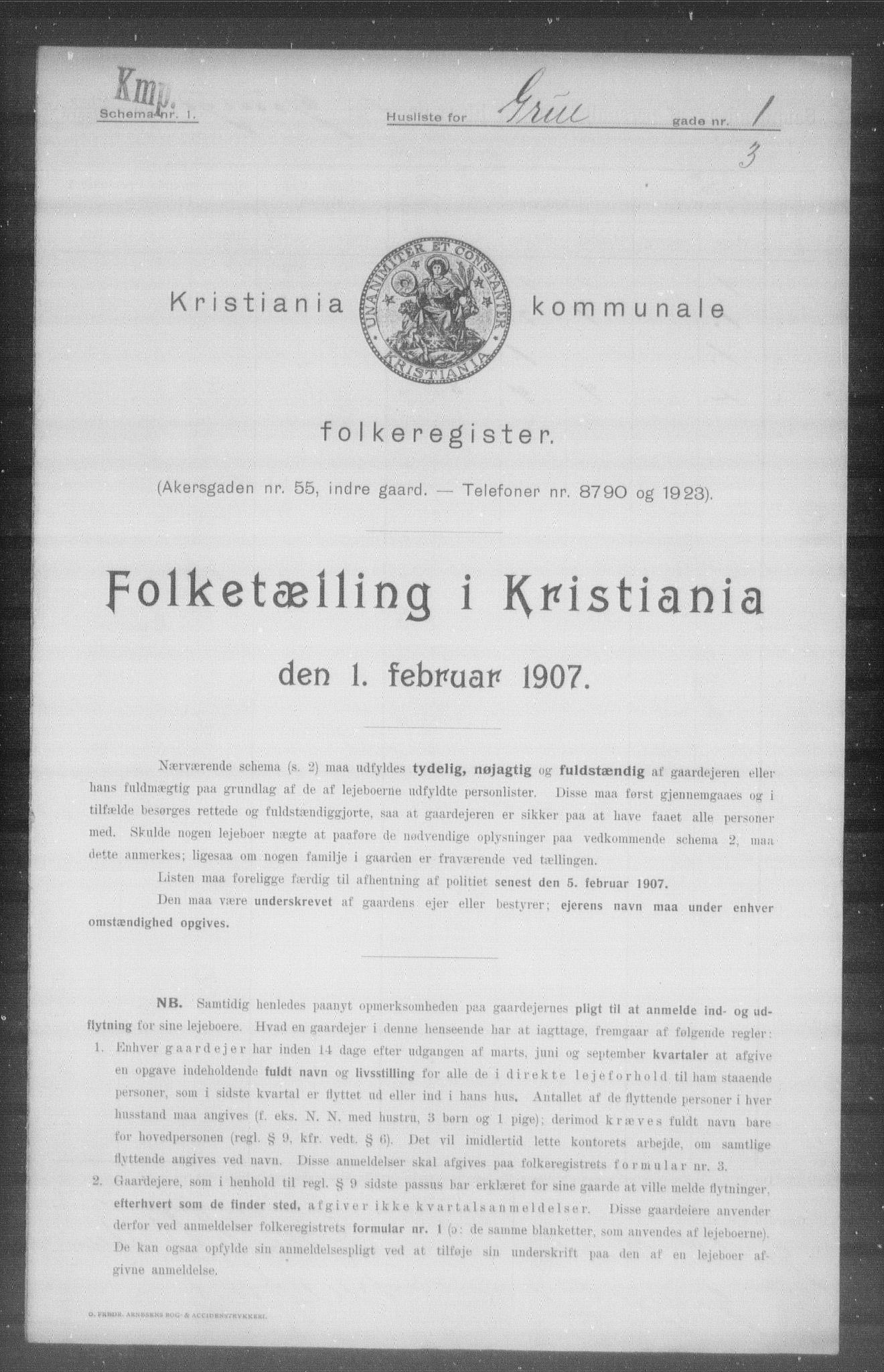OBA, Municipal Census 1907 for Kristiania, 1907, p. 15365