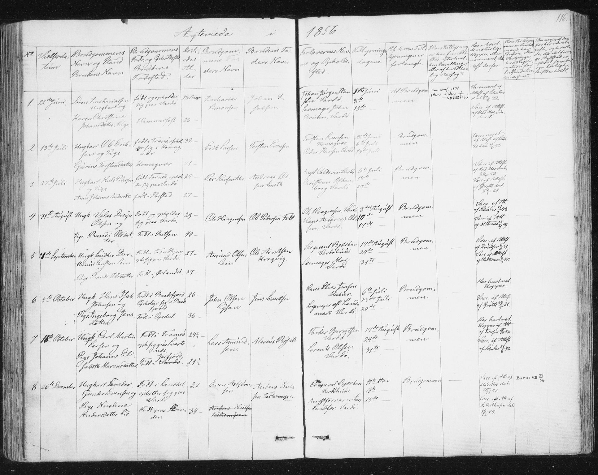 Vardø sokneprestkontor, SATØ/S-1332/H/Ha/L0003kirke: Parish register (official) no. 3, 1843-1861, p. 116