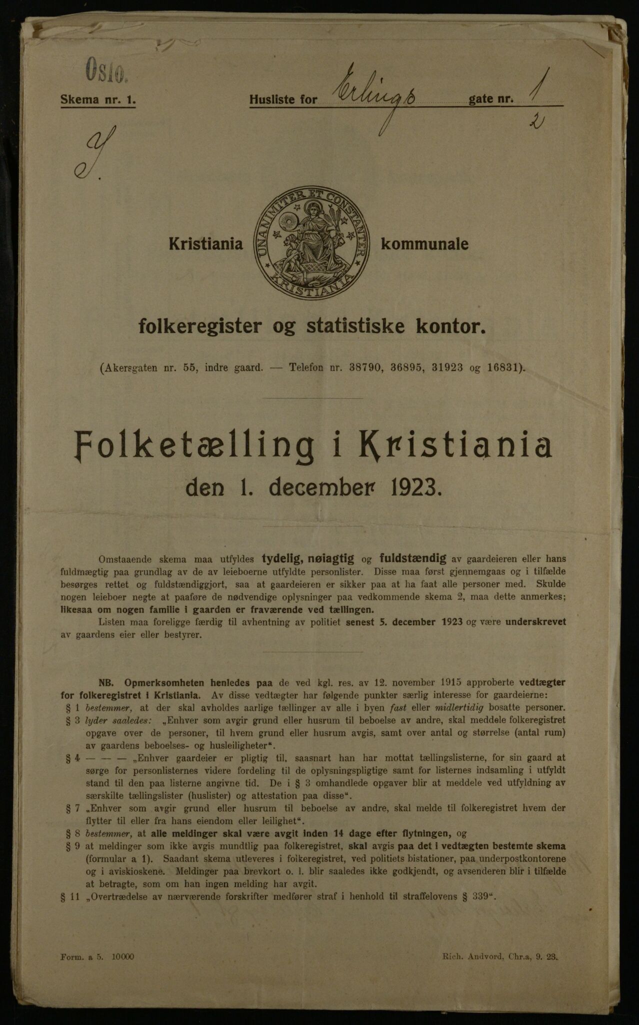 OBA, Municipal Census 1923 for Kristiania, 1923, p. 24741