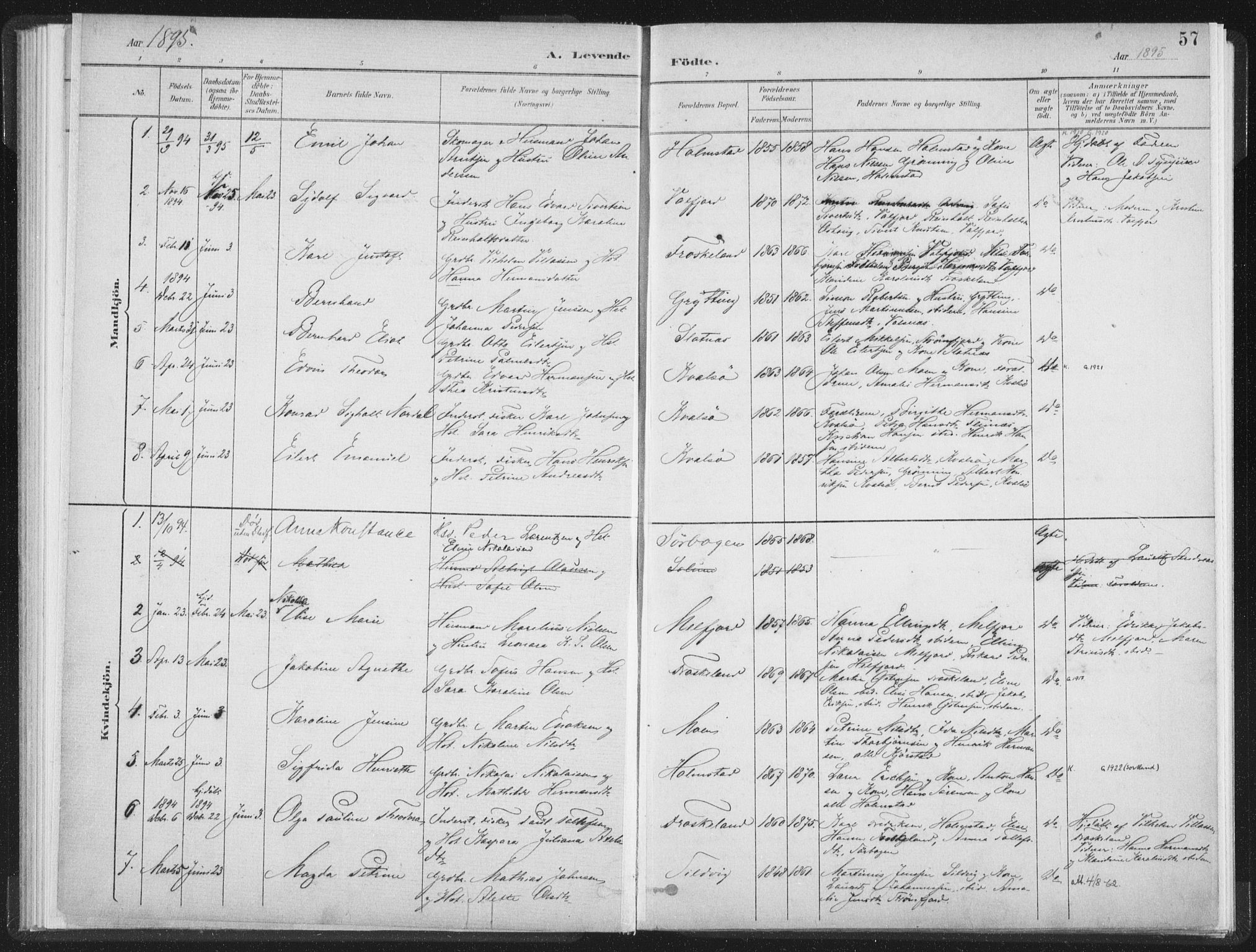 Ministerialprotokoller, klokkerbøker og fødselsregistre - Nordland, SAT/A-1459/890/L1286: Parish register (official) no. 890A01, 1882-1902, p. 57