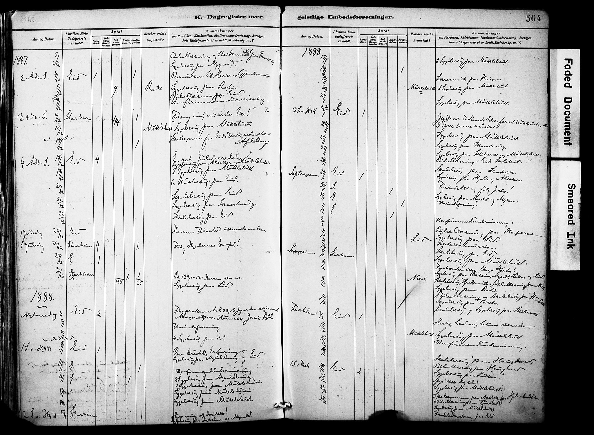 Eid sokneprestembete, AV/SAB-A-82301/H/Haa/Haab/L0001: Parish register (official) no. B 1, 1879-1906, p. 504