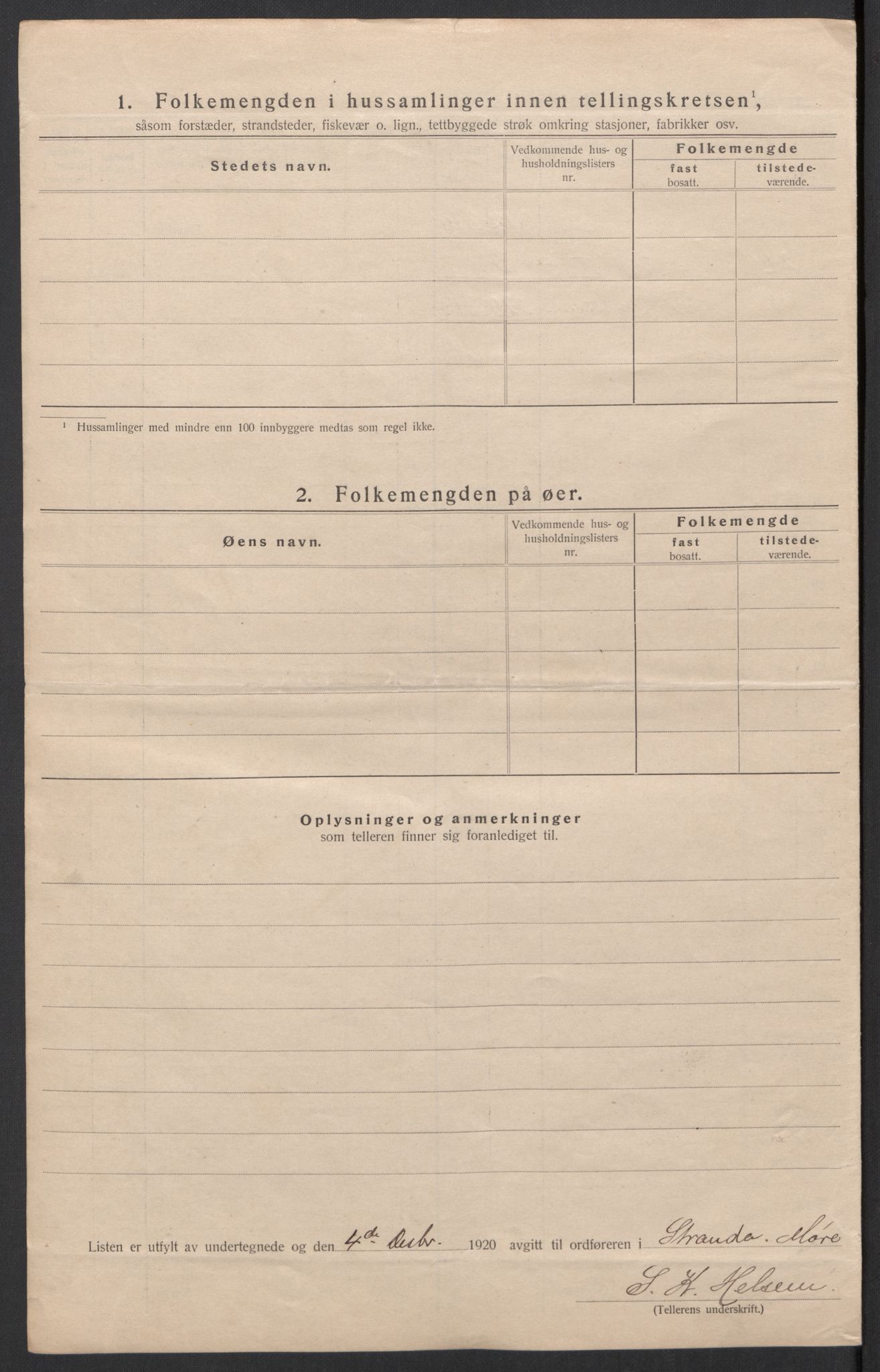 SAT, 1920 census for Stranda, 1920, p. 10