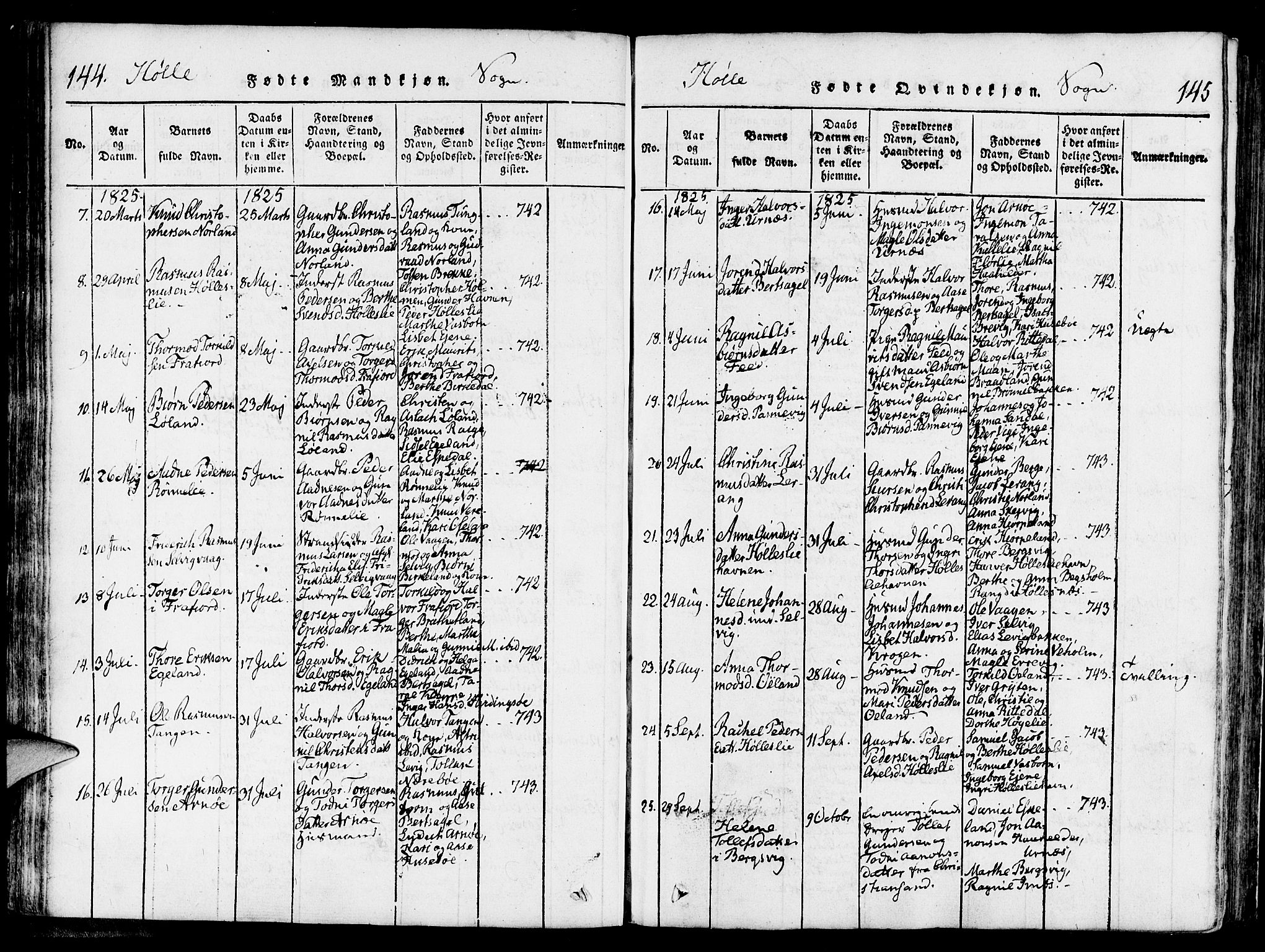 Strand sokneprestkontor, AV/SAST-A-101828/H/Ha/Haa/L0004: Parish register (official) no. A 4 /2, 1816-1833, p. 144-145