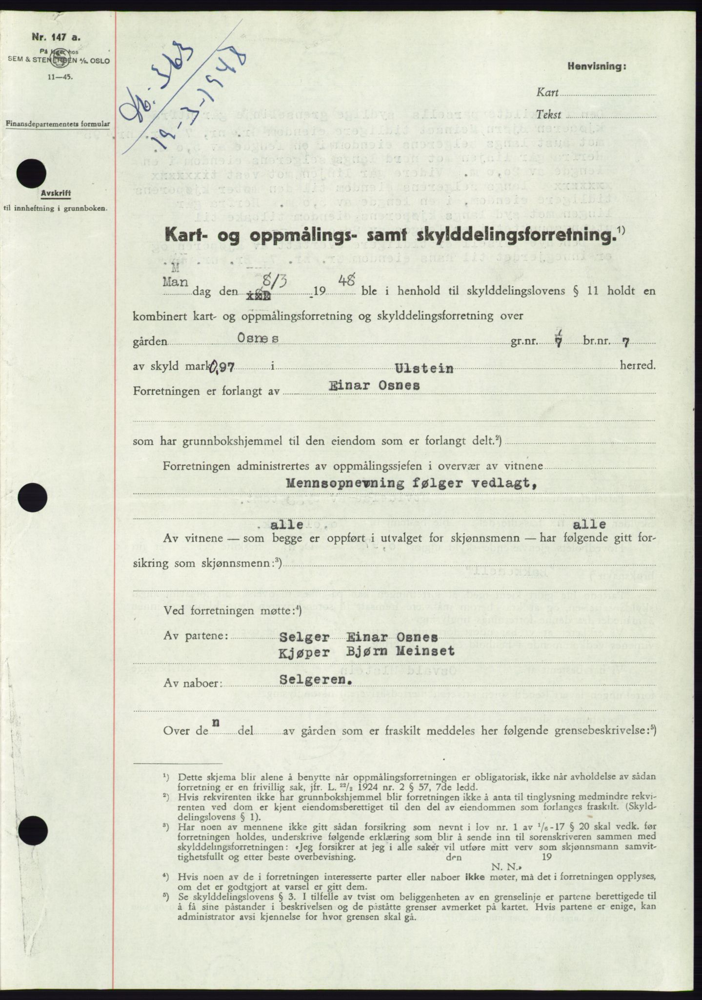 Søre Sunnmøre sorenskriveri, AV/SAT-A-4122/1/2/2C/L0082: Mortgage book no. 8A, 1948-1948, Diary no: : 363/1948