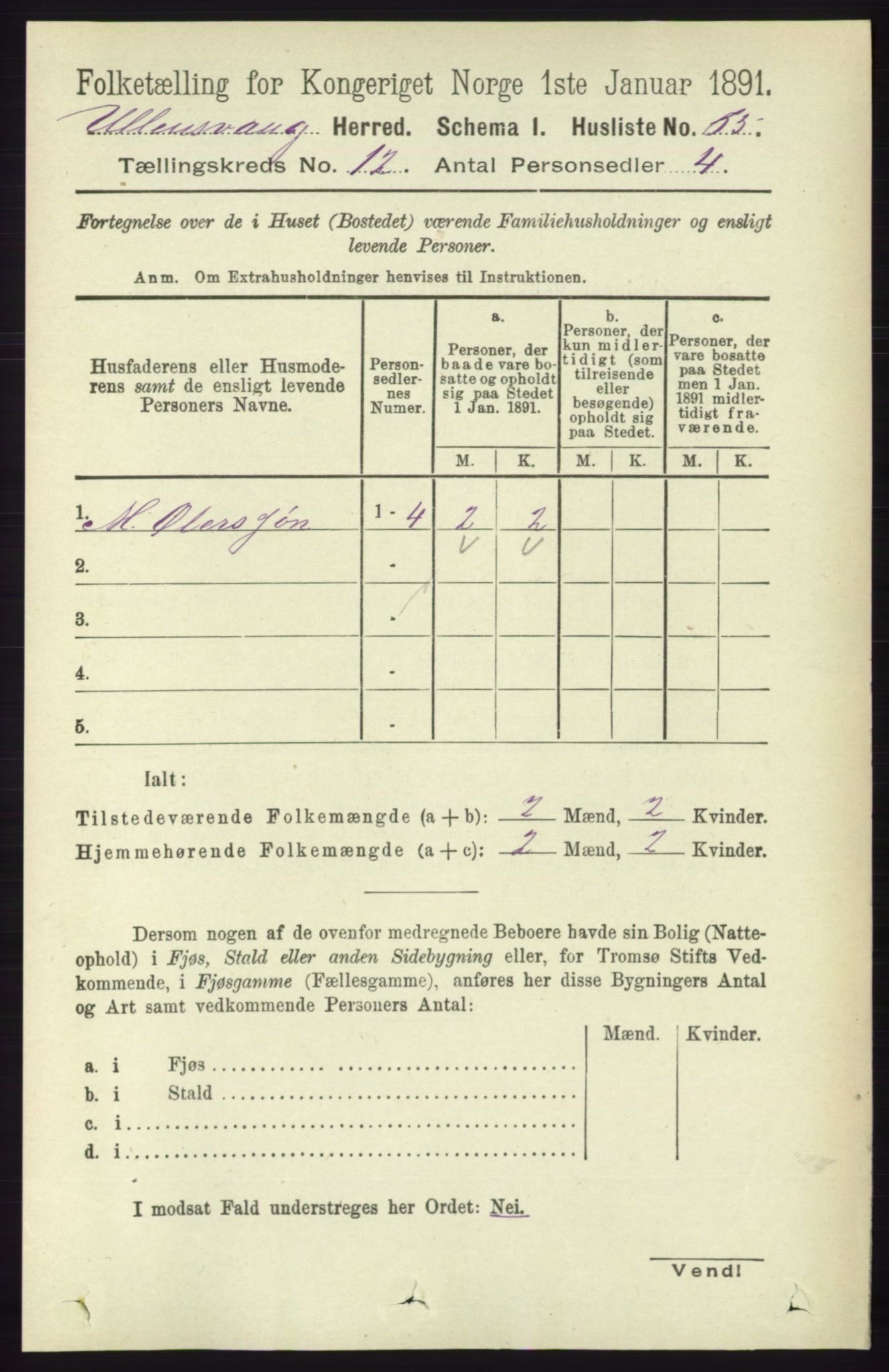 RA, 1891 census for 1230 Ullensvang, 1891, p. 4660