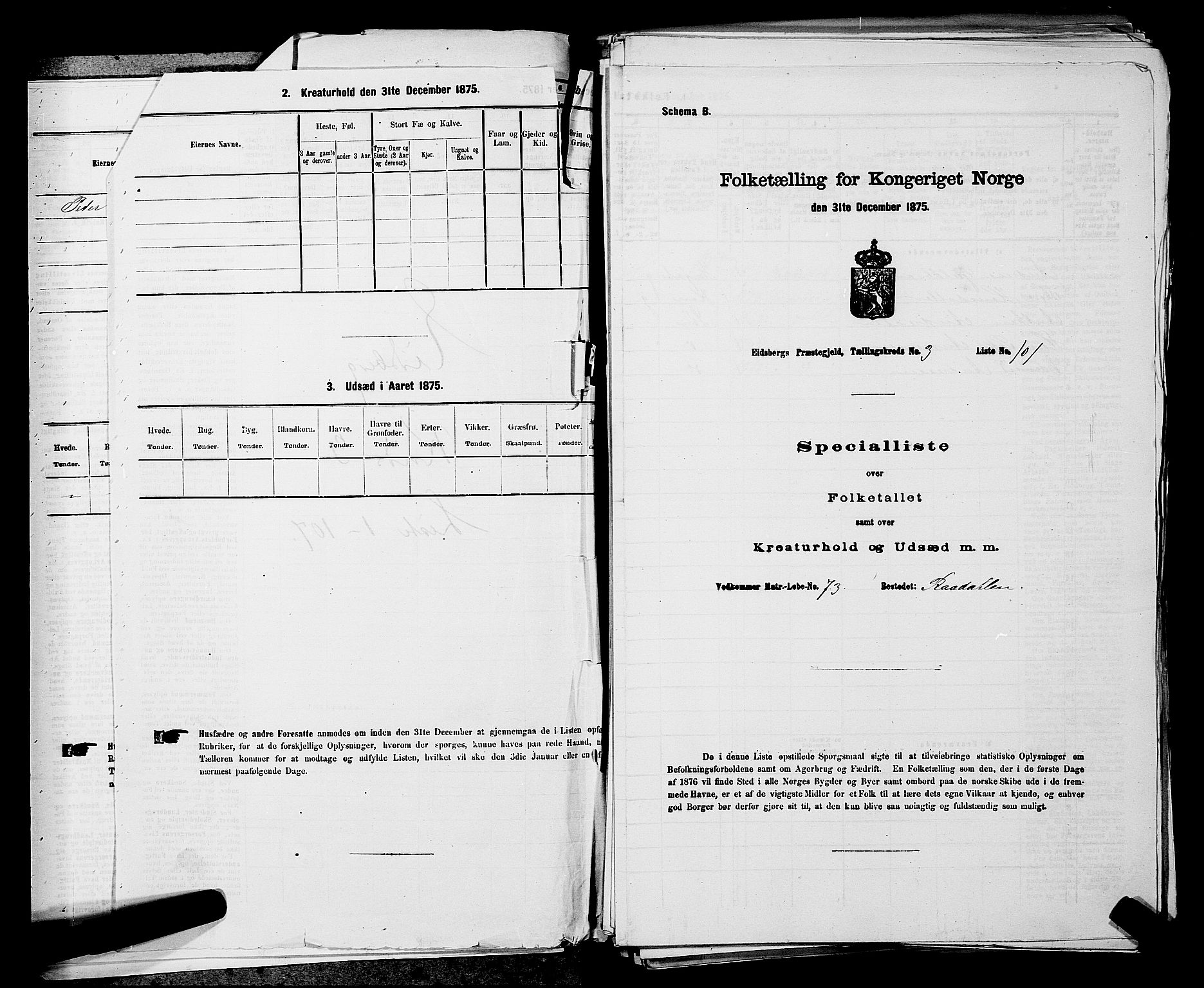 RA, 1875 census for 0125P Eidsberg, 1875, p. 413