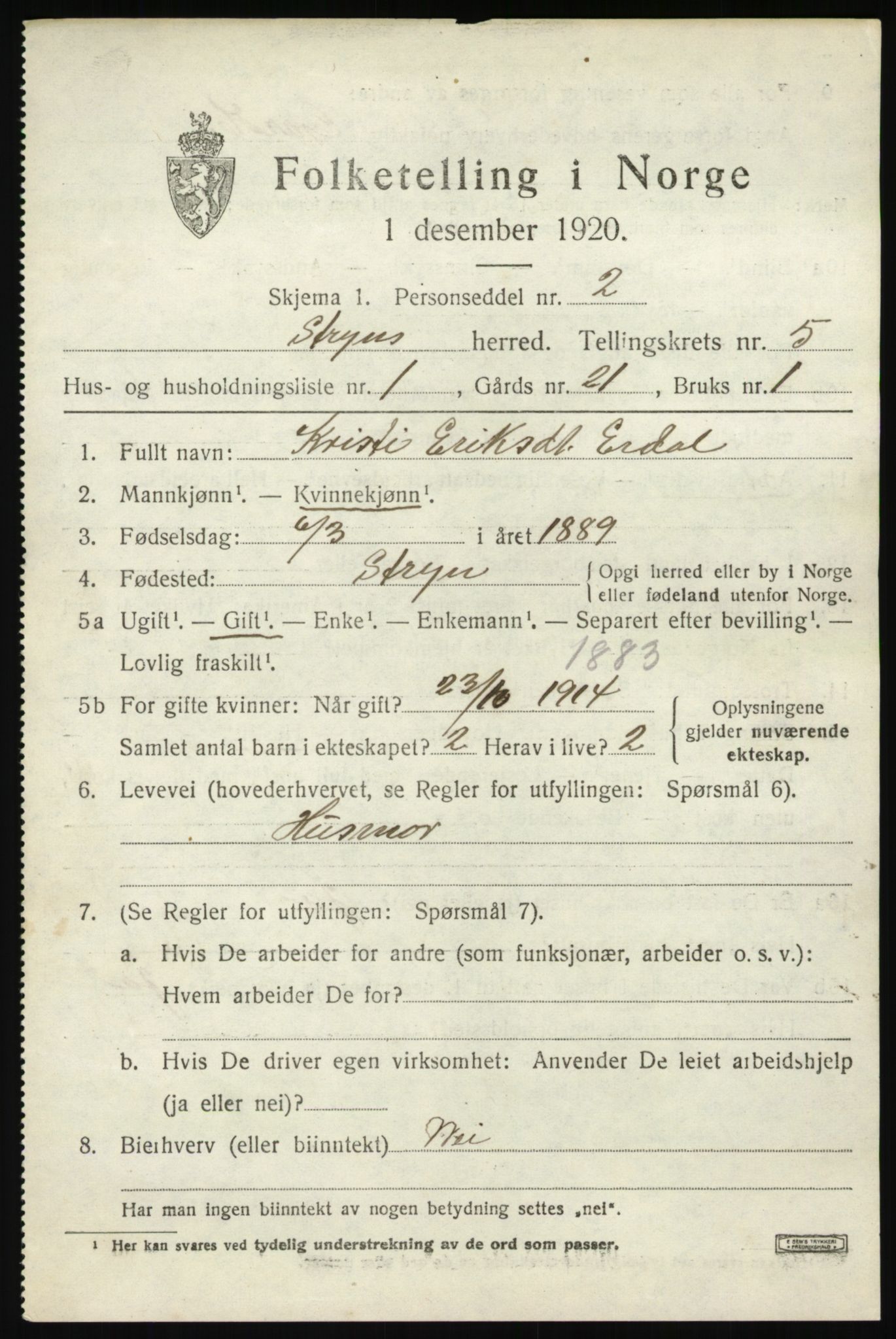 SAB, 1920 census for Stryn, 1920, p. 2150