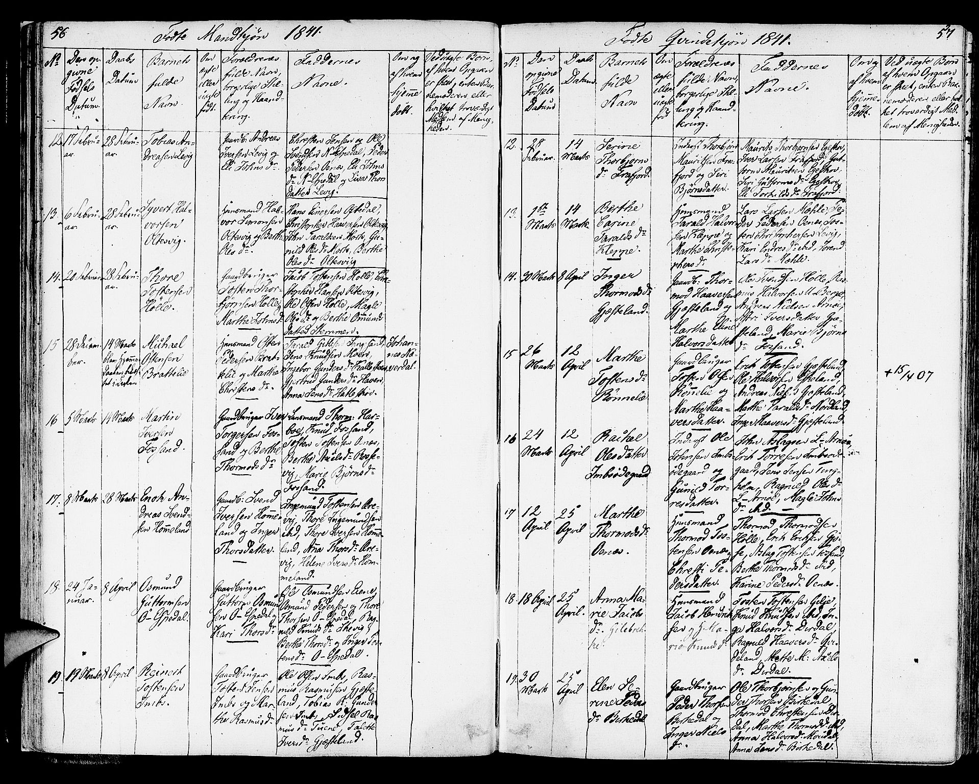 Strand sokneprestkontor, SAST/A-101828/H/Ha/Haa/L0005: Parish register (official) no. A 5, 1833-1854, p. 56-57