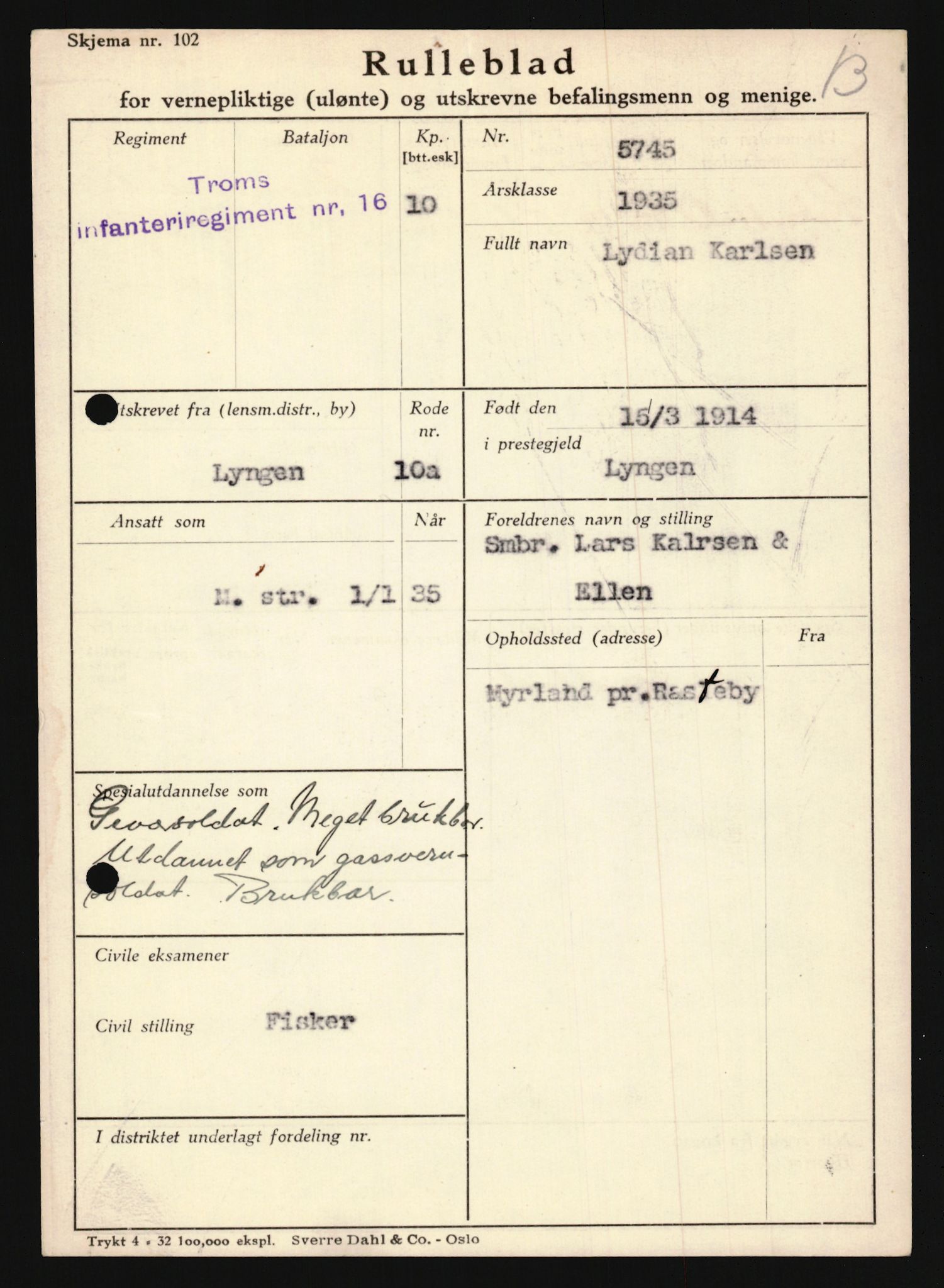 Forsvaret, Troms infanteriregiment nr. 16, AV/RA-RAFA-3146/P/Pa/L0019: Rulleblad for regimentets menige mannskaper, årsklasse 1935, 1935, p. 619