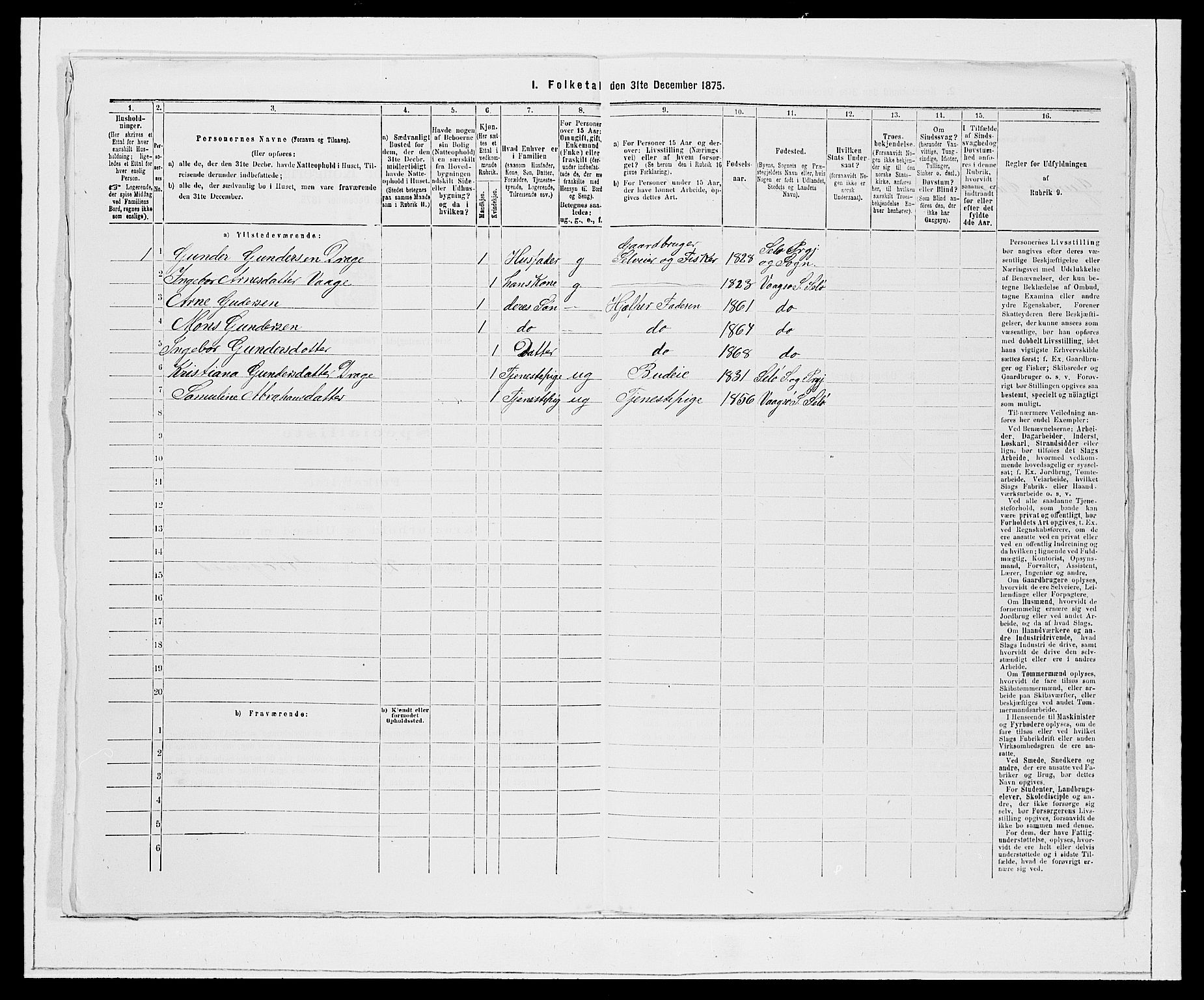 SAB, 1875 Census for 1441P Selje, 1875, p. 599