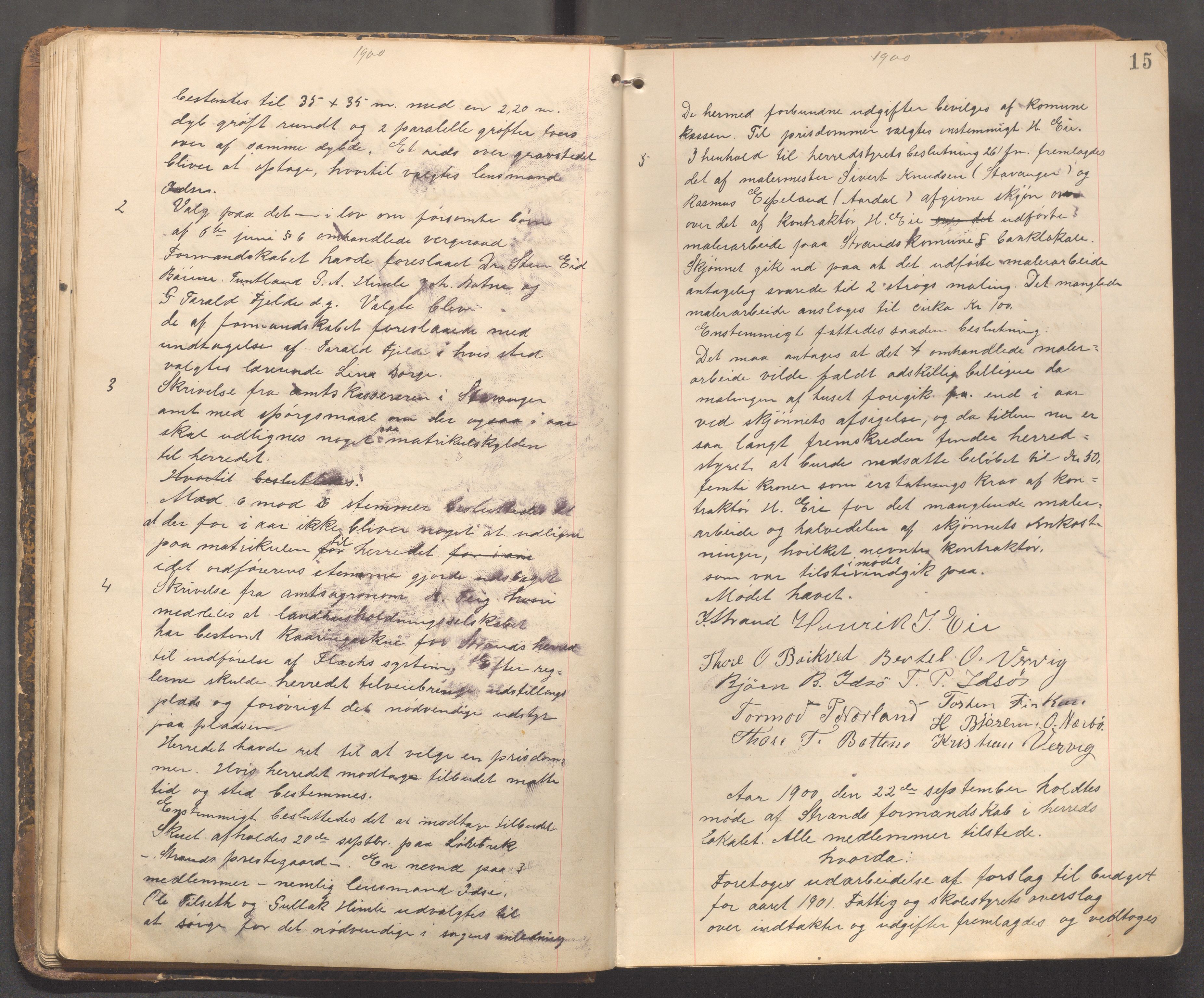 Strand kommune - Formannskapet/Rådmannskontoret, IKAR/A-104/A/Aa/Aaa/L0003: Møtebok, 1900-1912, p. 15