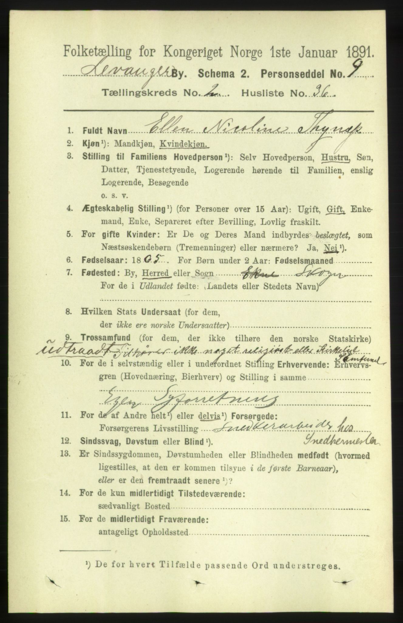 RA, 1891 census for 1701 Levanger, 1891, p. 774