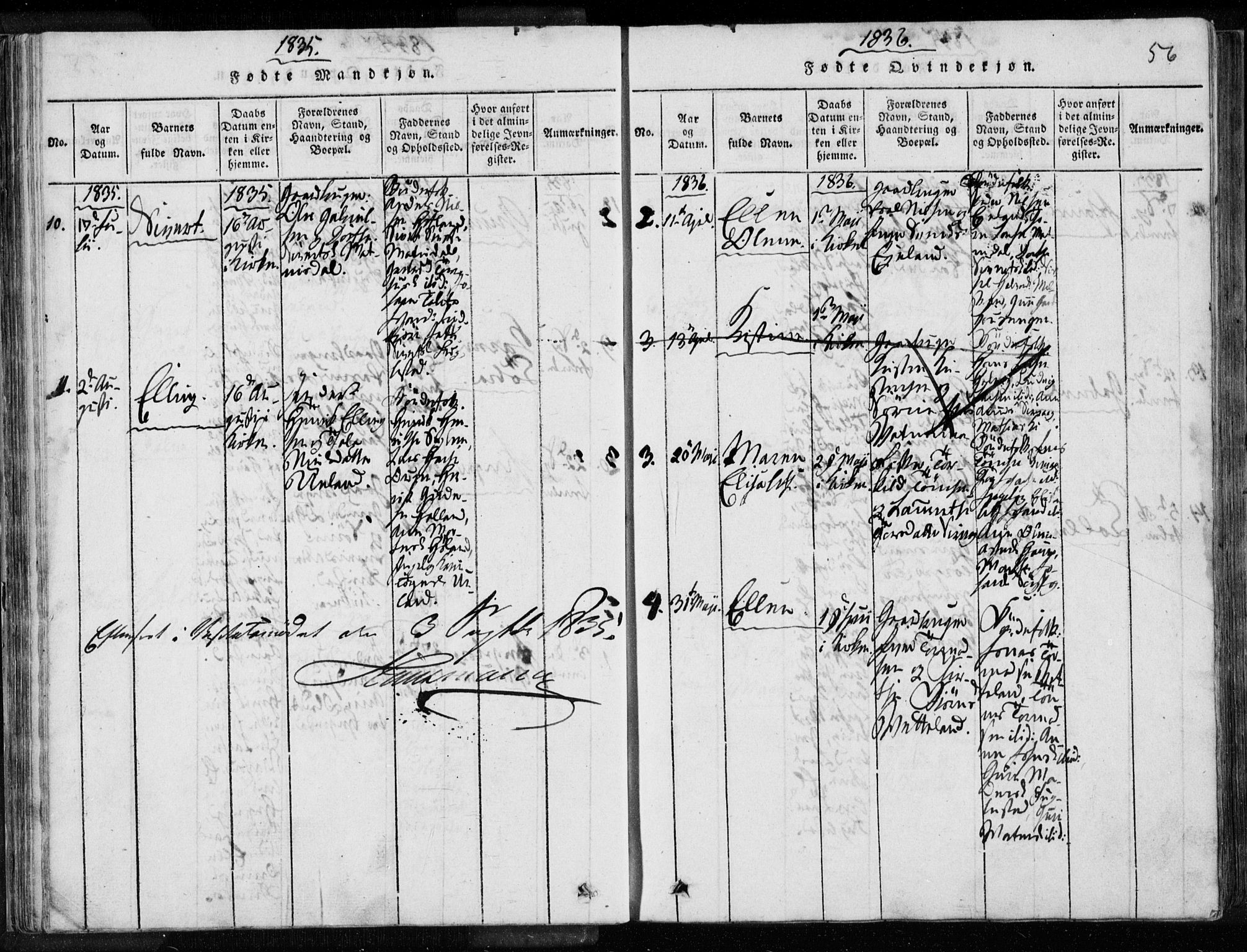 Eigersund sokneprestkontor, SAST/A-101807/S08/L0008: Parish register (official) no. A 8, 1816-1847, p. 56