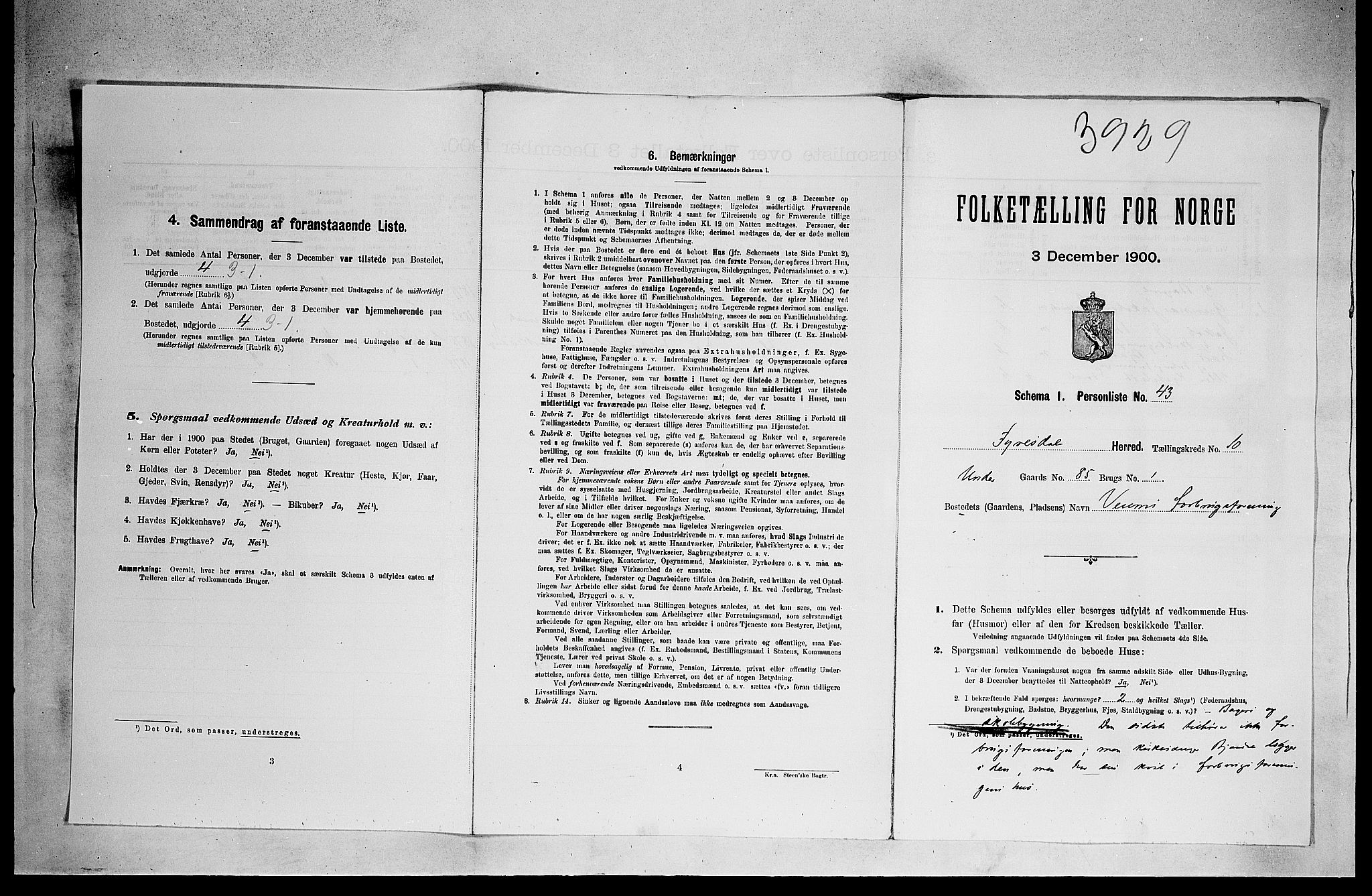 RA, 1900 census for Fyresdal, 1900, p. 716