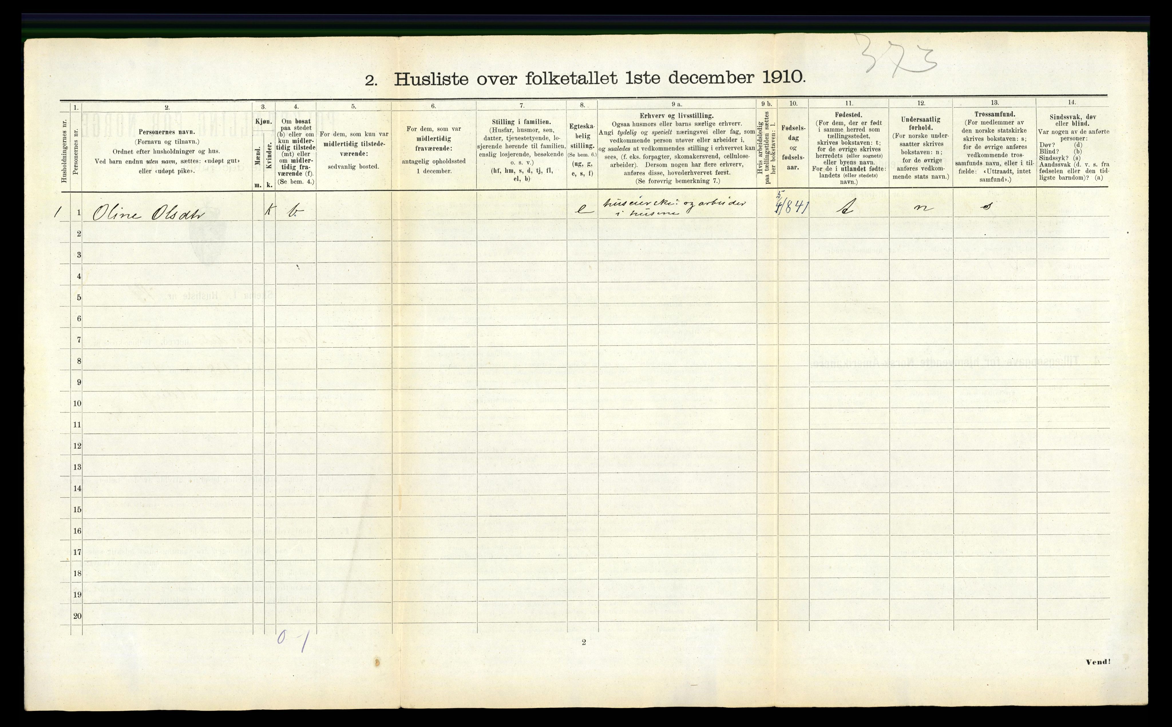 RA, 1910 census for Namdalseid, 1910, p. 171