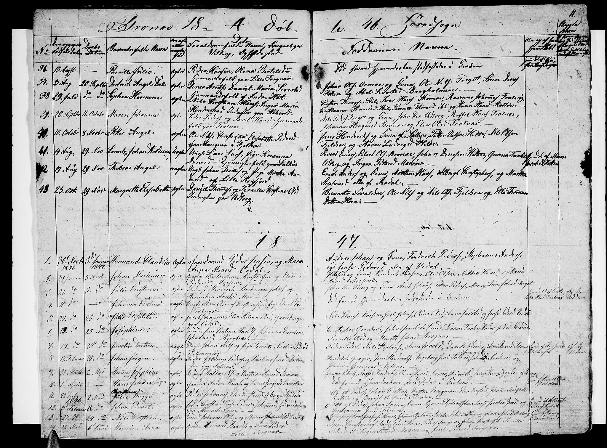 Ministerialprotokoller, klokkerbøker og fødselsregistre - Nordland, AV/SAT-A-1459/813/L0211: Parish register (copy) no. 813C03, 1842-1863, p. 11