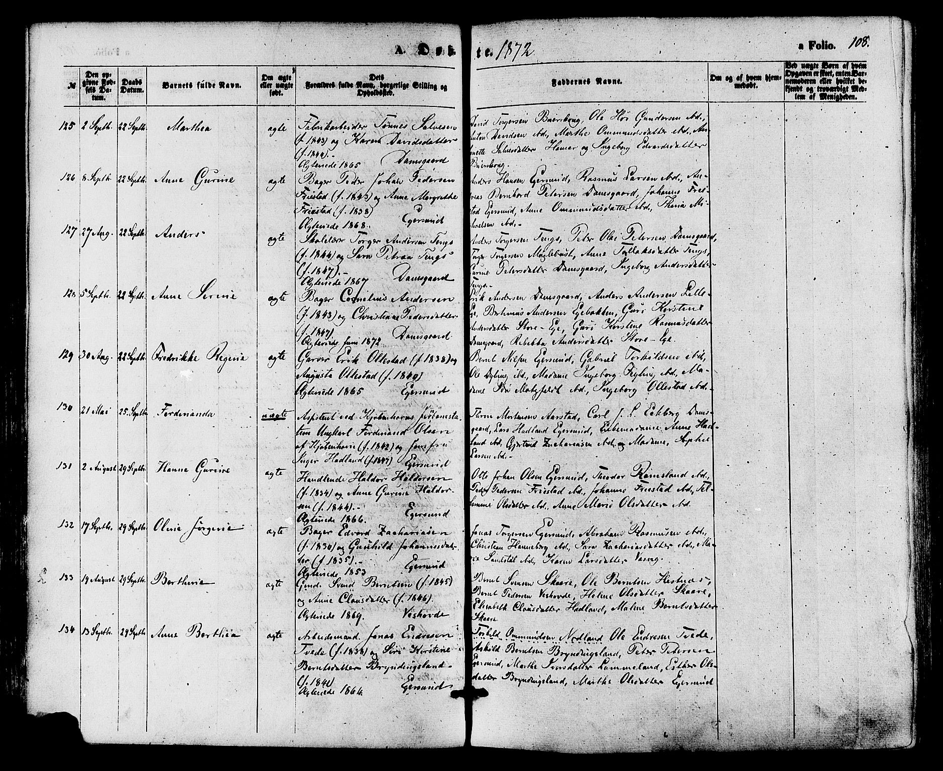 Eigersund sokneprestkontor, SAST/A-101807/S08/L0014: Parish register (official) no. A 13, 1866-1878, p. 108