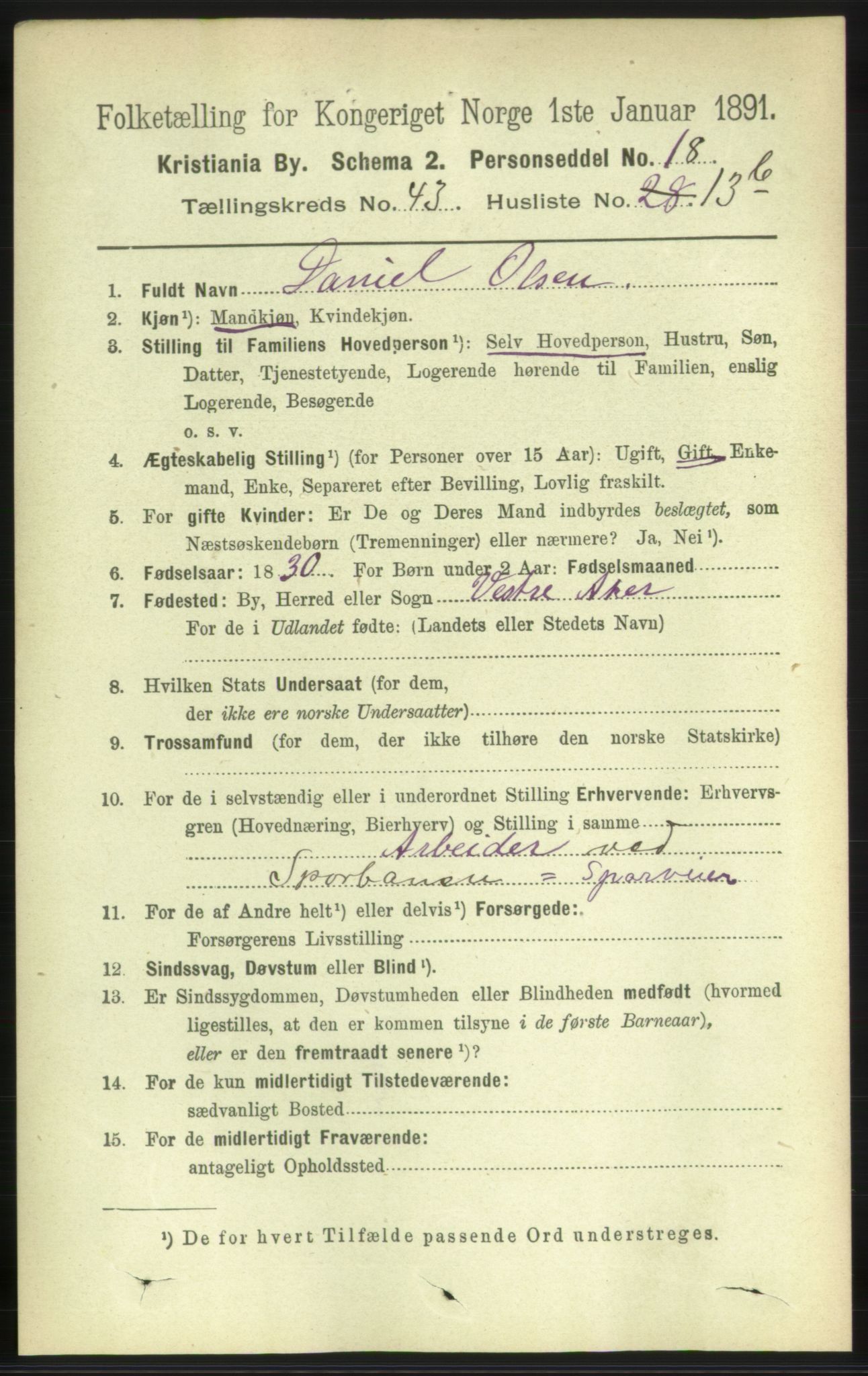 RA, 1891 census for 0301 Kristiania, 1891, p. 26109