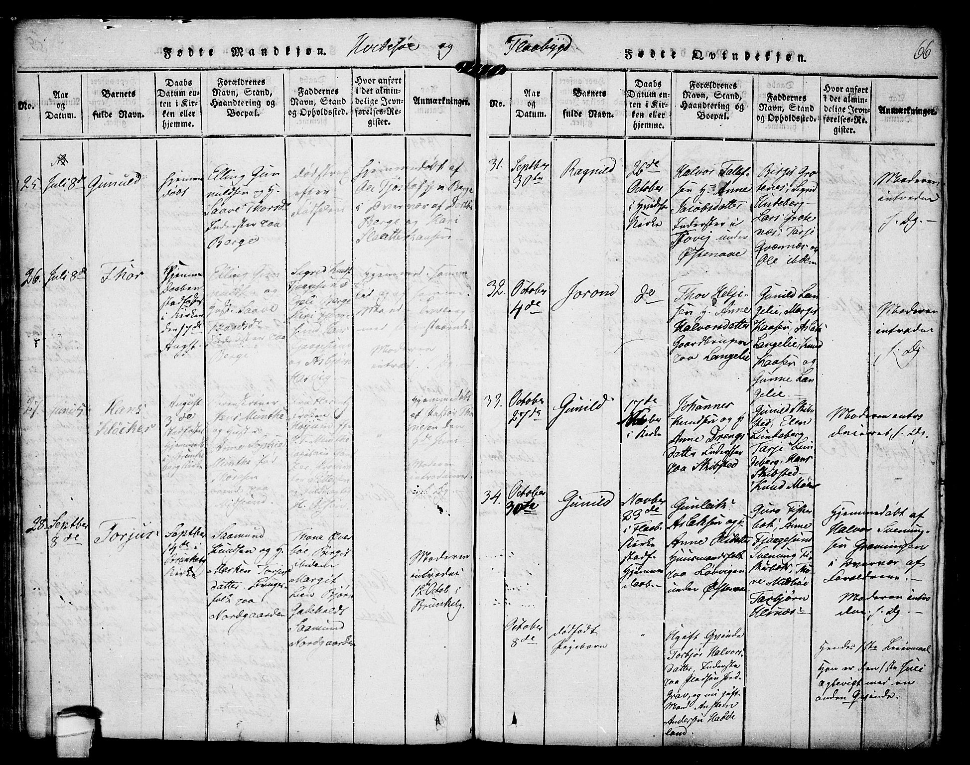 Kviteseid kirkebøker, AV/SAKO-A-276/F/Fc/L0001: Parish register (official) no. III 1, 1815-1836, p. 66