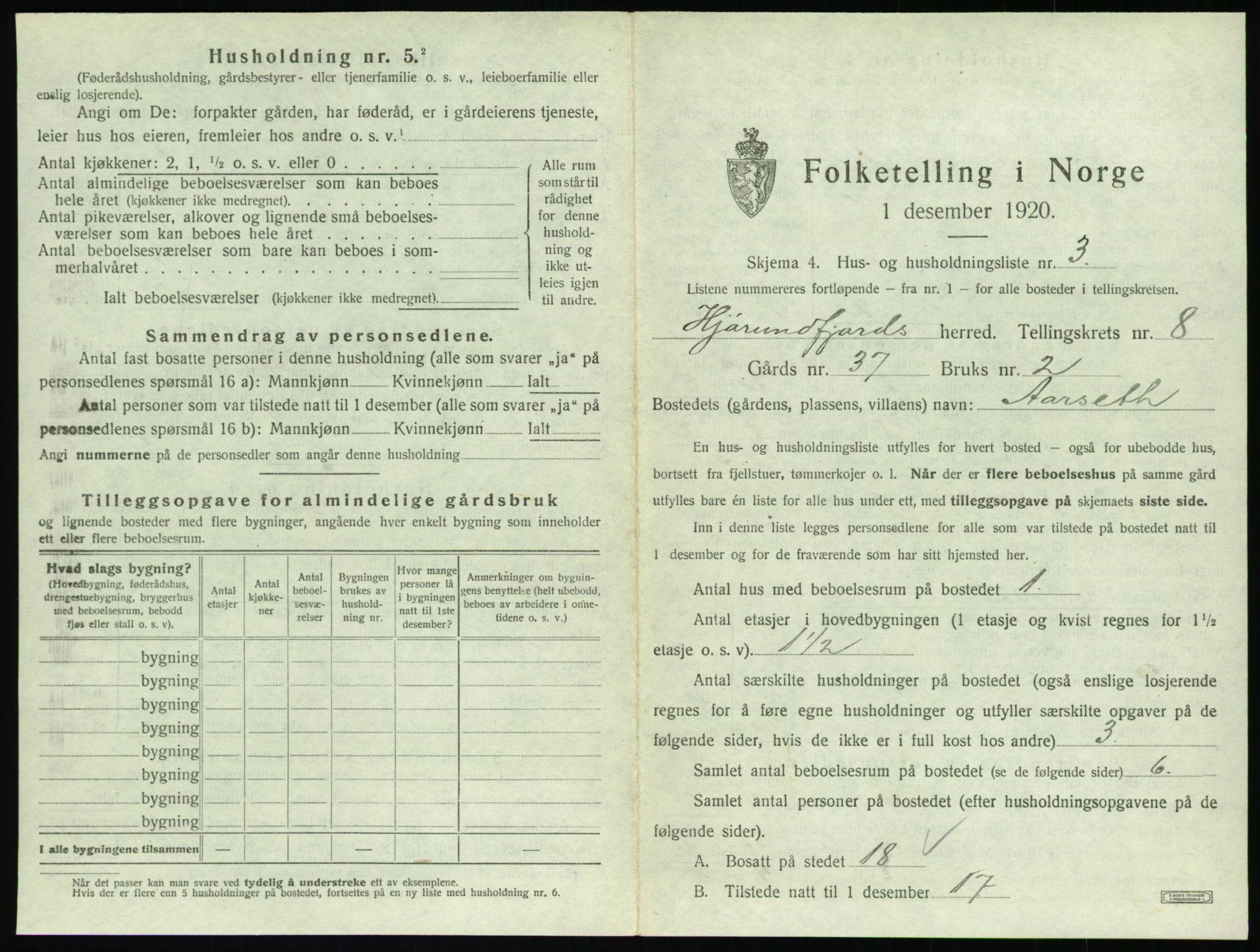 SAT, 1920 census for Hjørundfjord, 1920, p. 373