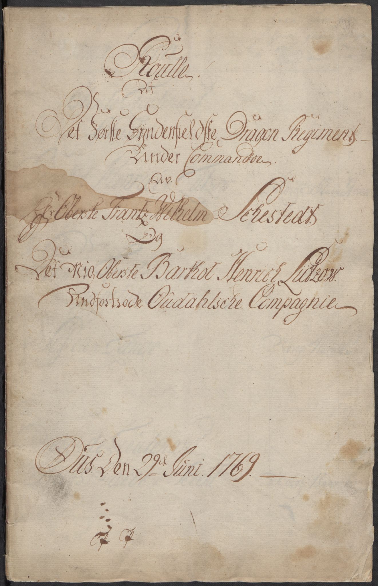 Generalitets- og kommissariatskollegiet, Det kongelige norske kommissariatskollegium, AV/RA-EA-5420/E/Eh/L0003: 1. Sønnafjelske dragonregiment, 1767-1812, p. 183