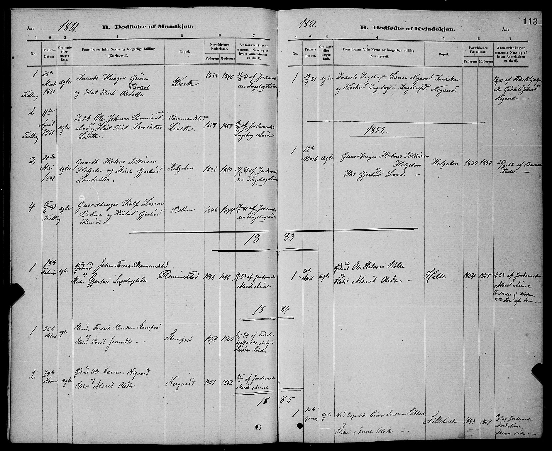 Ministerialprotokoller, klokkerbøker og fødselsregistre - Møre og Romsdal, AV/SAT-A-1454/598/L1077: Parish register (copy) no. 598C02, 1879-1891, p. 113