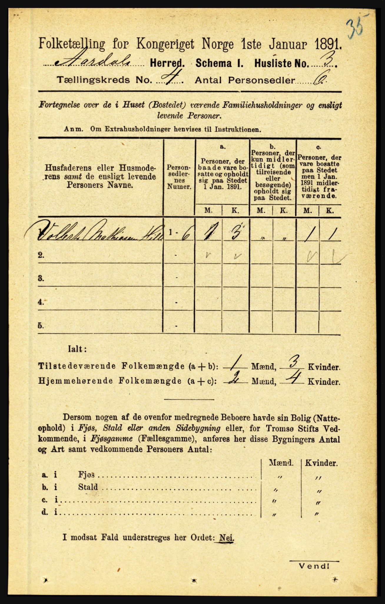 RA, 1891 census for 1424 Årdal, 1891, p. 589