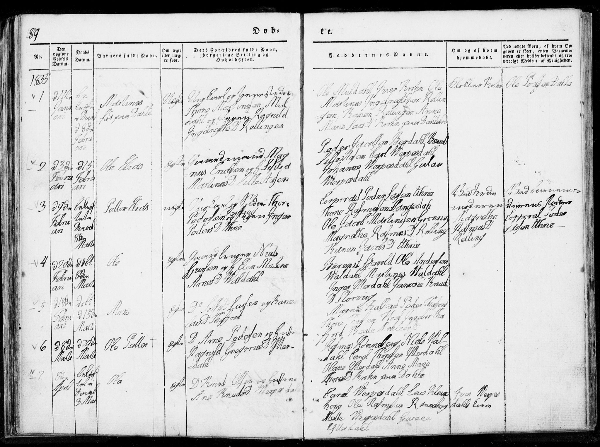 Ministerialprotokoller, klokkerbøker og fødselsregistre - Møre og Romsdal, AV/SAT-A-1454/519/L0247: Parish register (official) no. 519A06, 1827-1846, p. 89