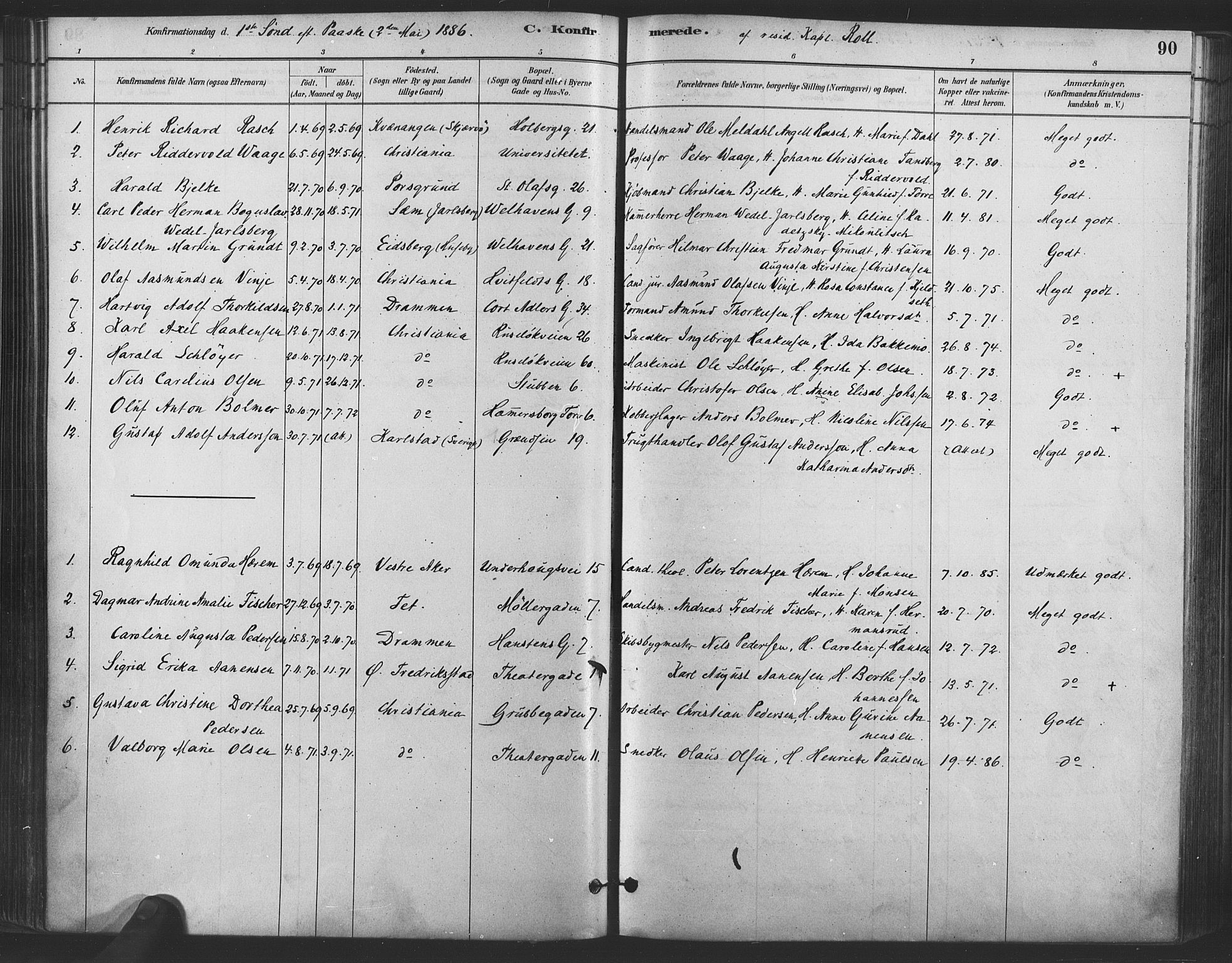 Trefoldighet prestekontor Kirkebøker, AV/SAO-A-10882/F/Fb/L0003: Parish register (official) no. II 3, 1881-1895, p. 90