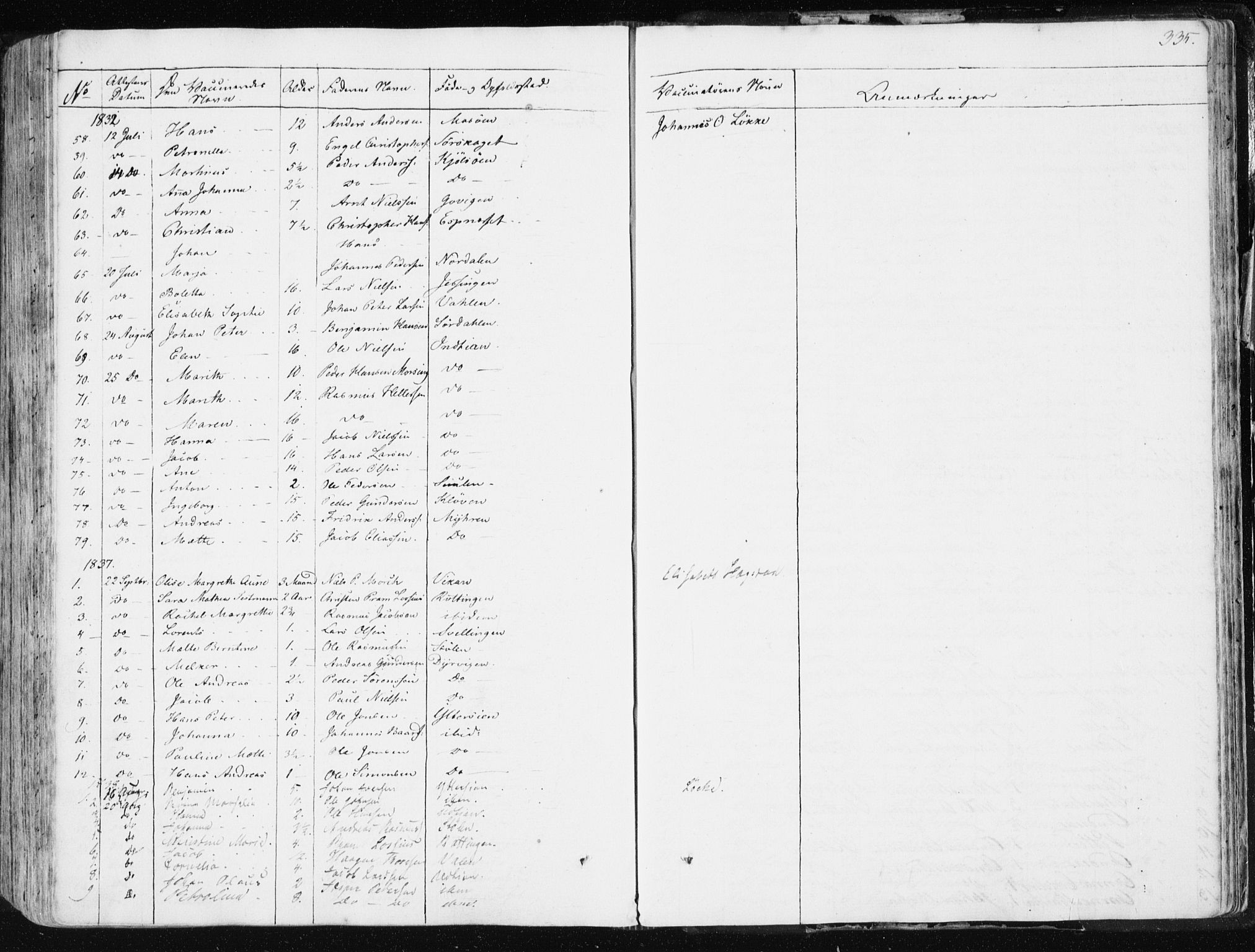 Ministerialprotokoller, klokkerbøker og fødselsregistre - Sør-Trøndelag, SAT/A-1456/634/L0528: Parish register (official) no. 634A04, 1827-1842, p. 335