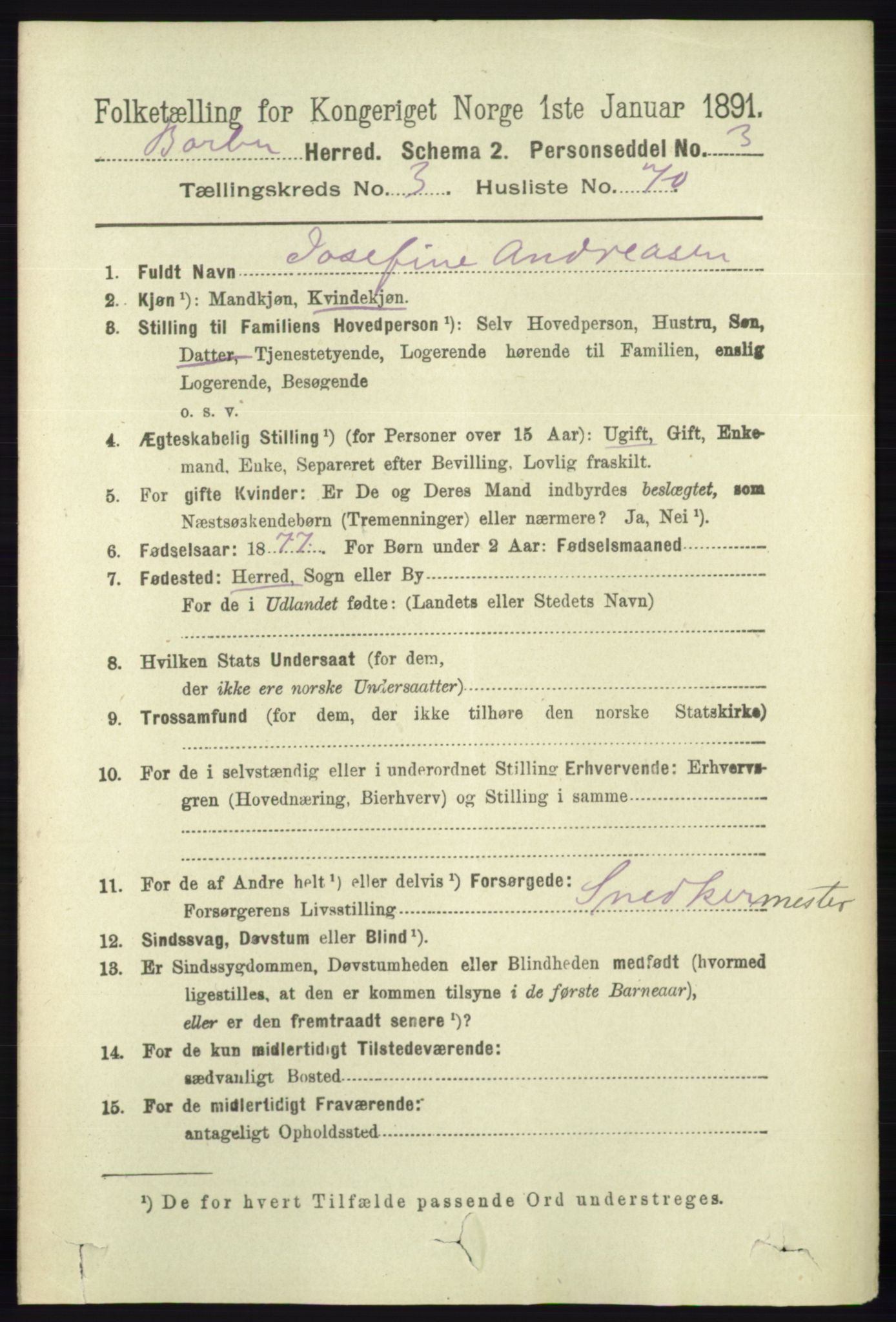 RA, 1891 census for 0990 Barbu, 1891, p. 2313