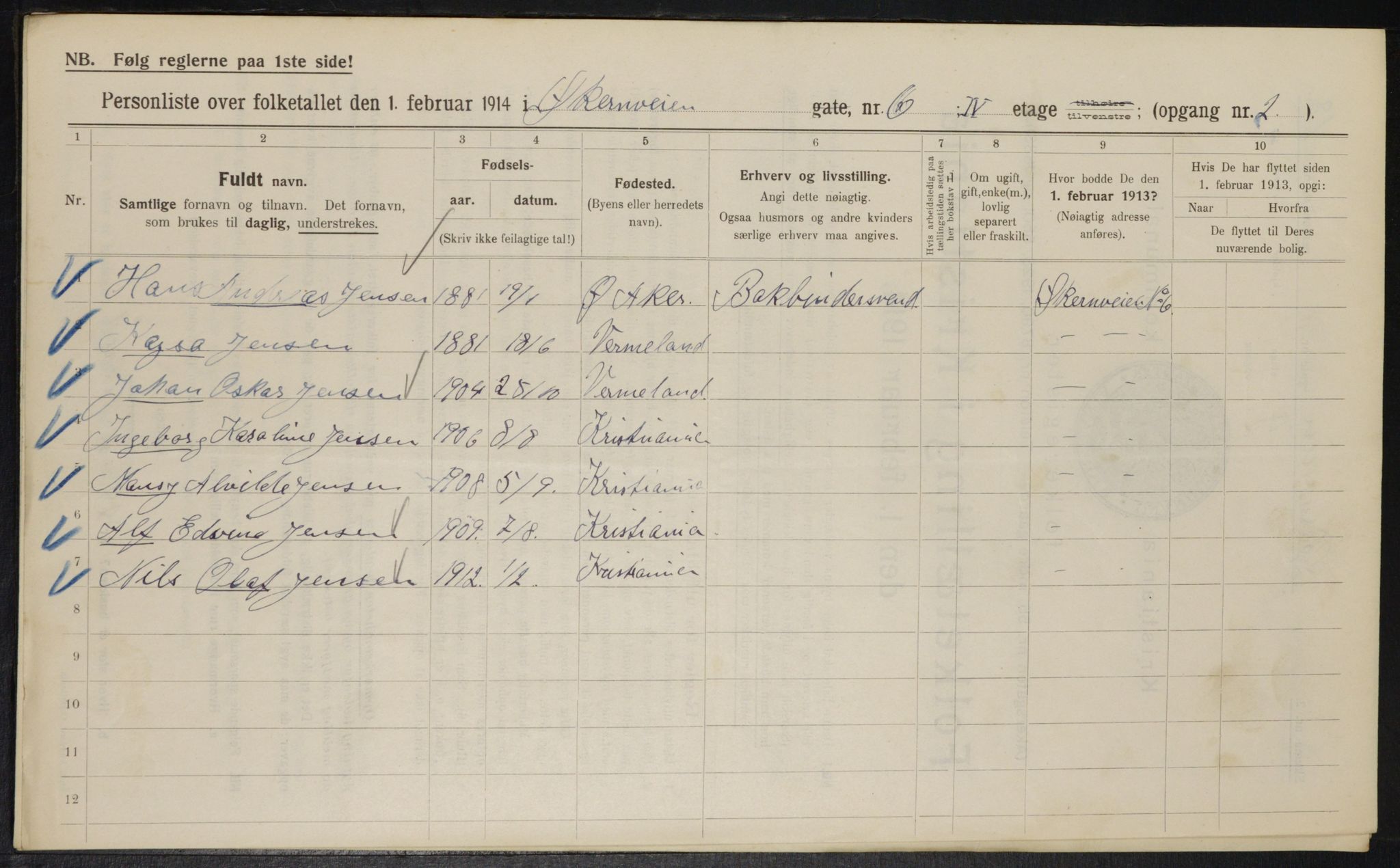 OBA, Municipal Census 1914 for Kristiania, 1914, p. 129768