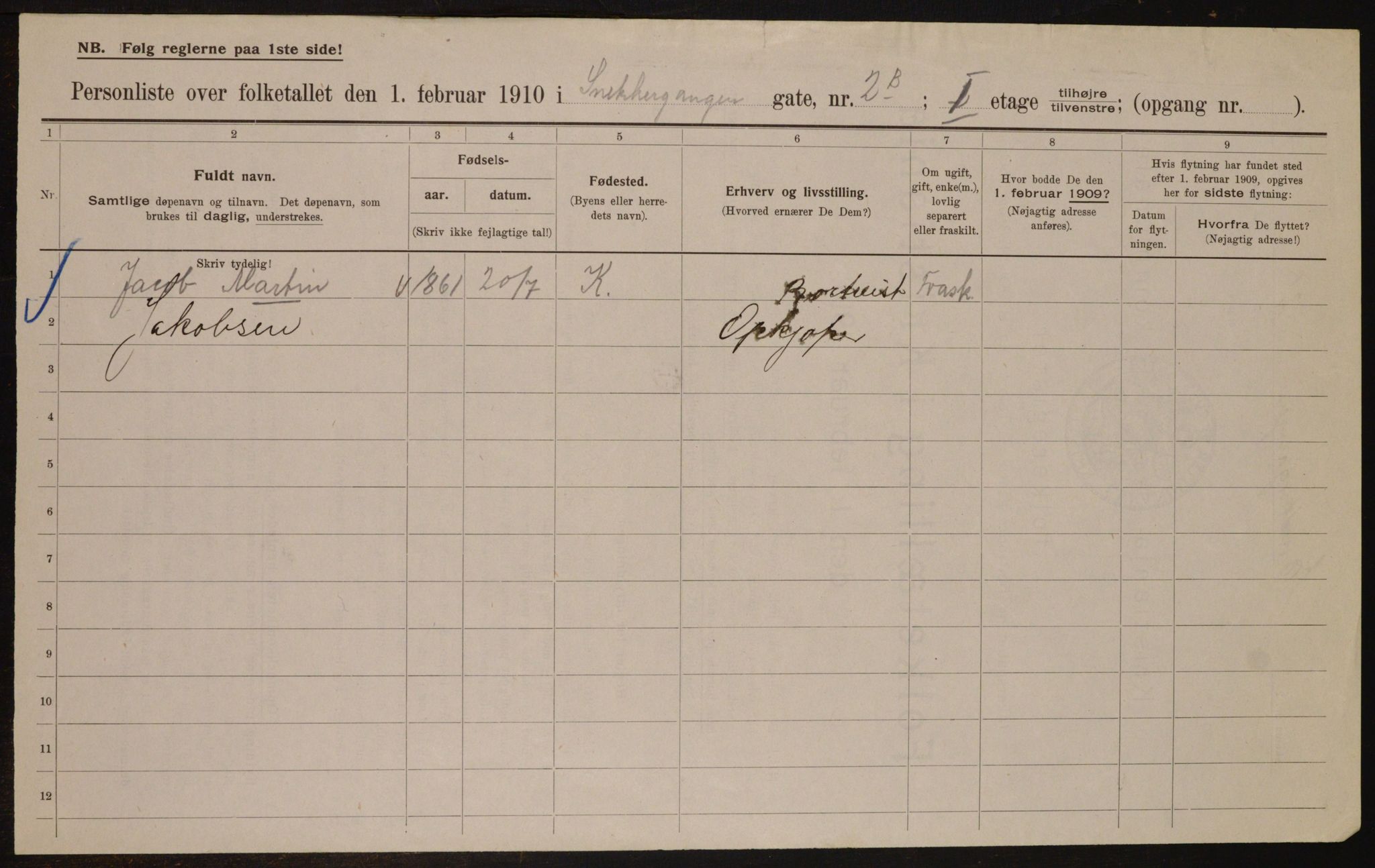 OBA, Municipal Census 1910 for Kristiania, 1910, p. 93378