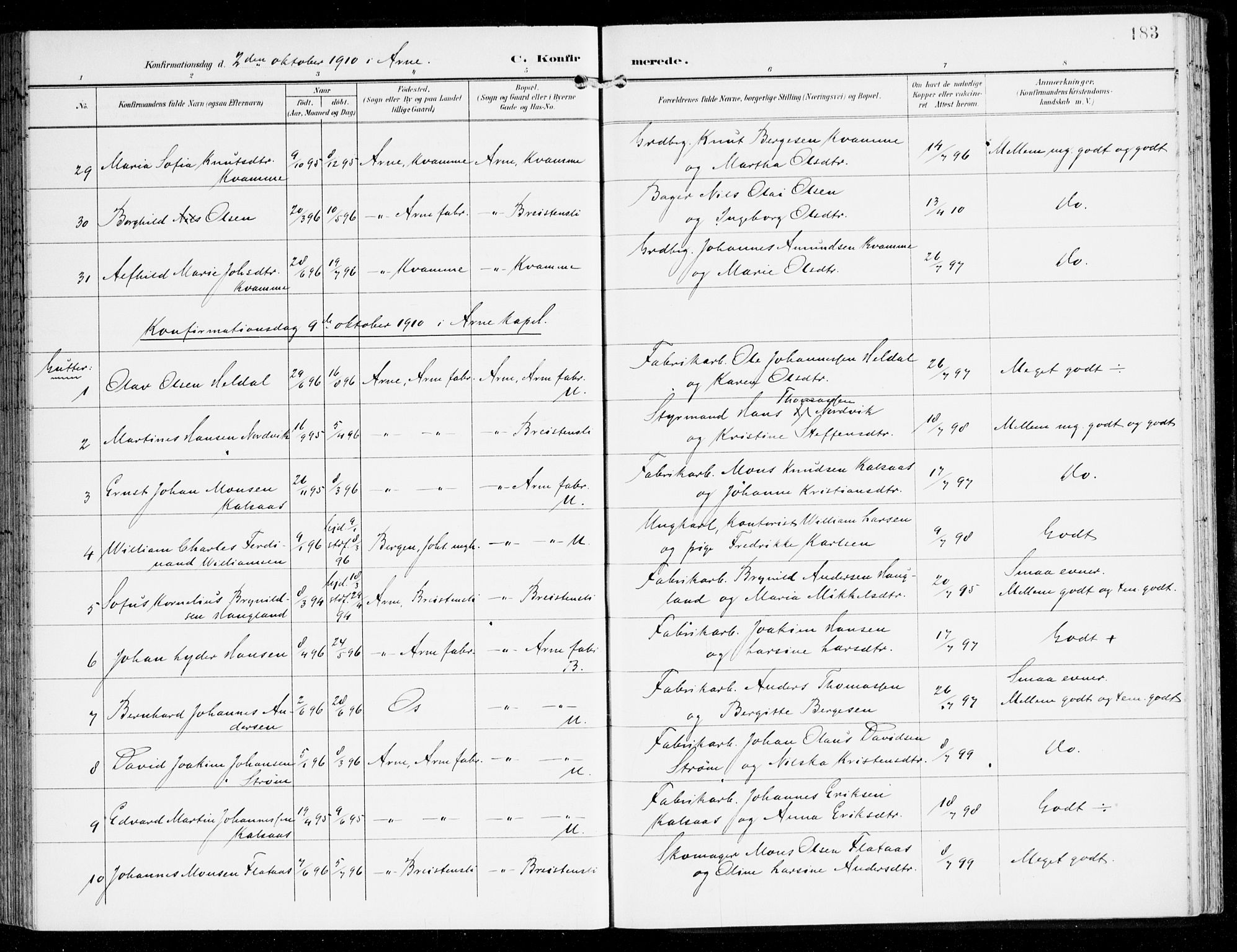 Haus sokneprestembete, AV/SAB-A-75601/H/Haa: Parish register (official) no. D 2, 1899-1912, p. 183