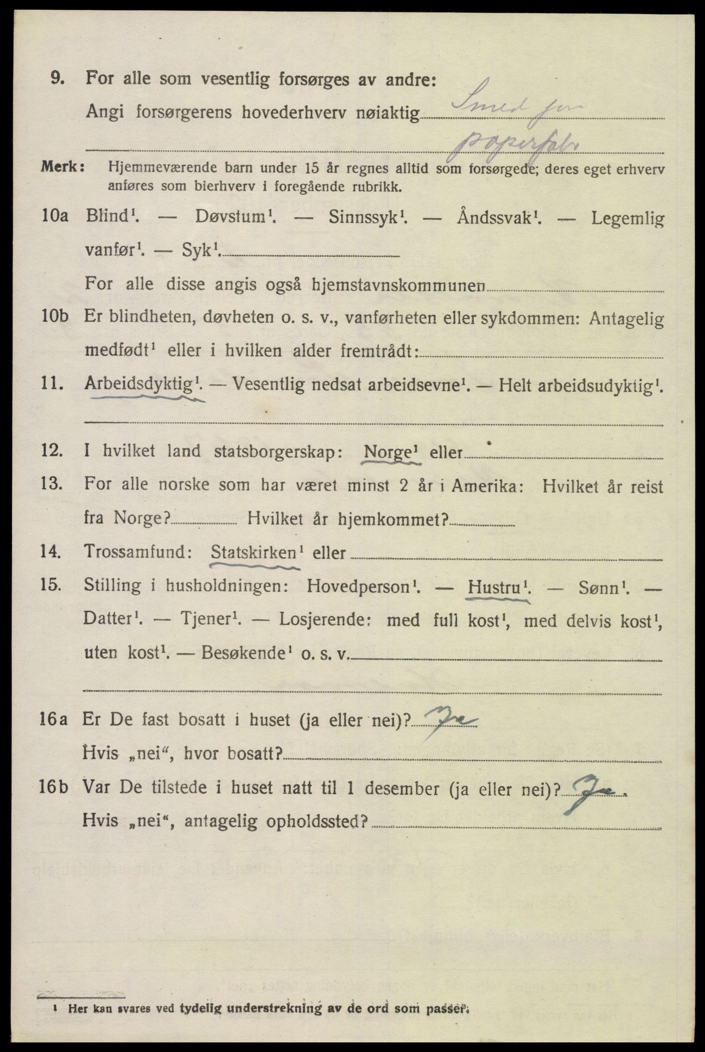 SAK, 1920 census for Vennesla, 1920, p. 1915
