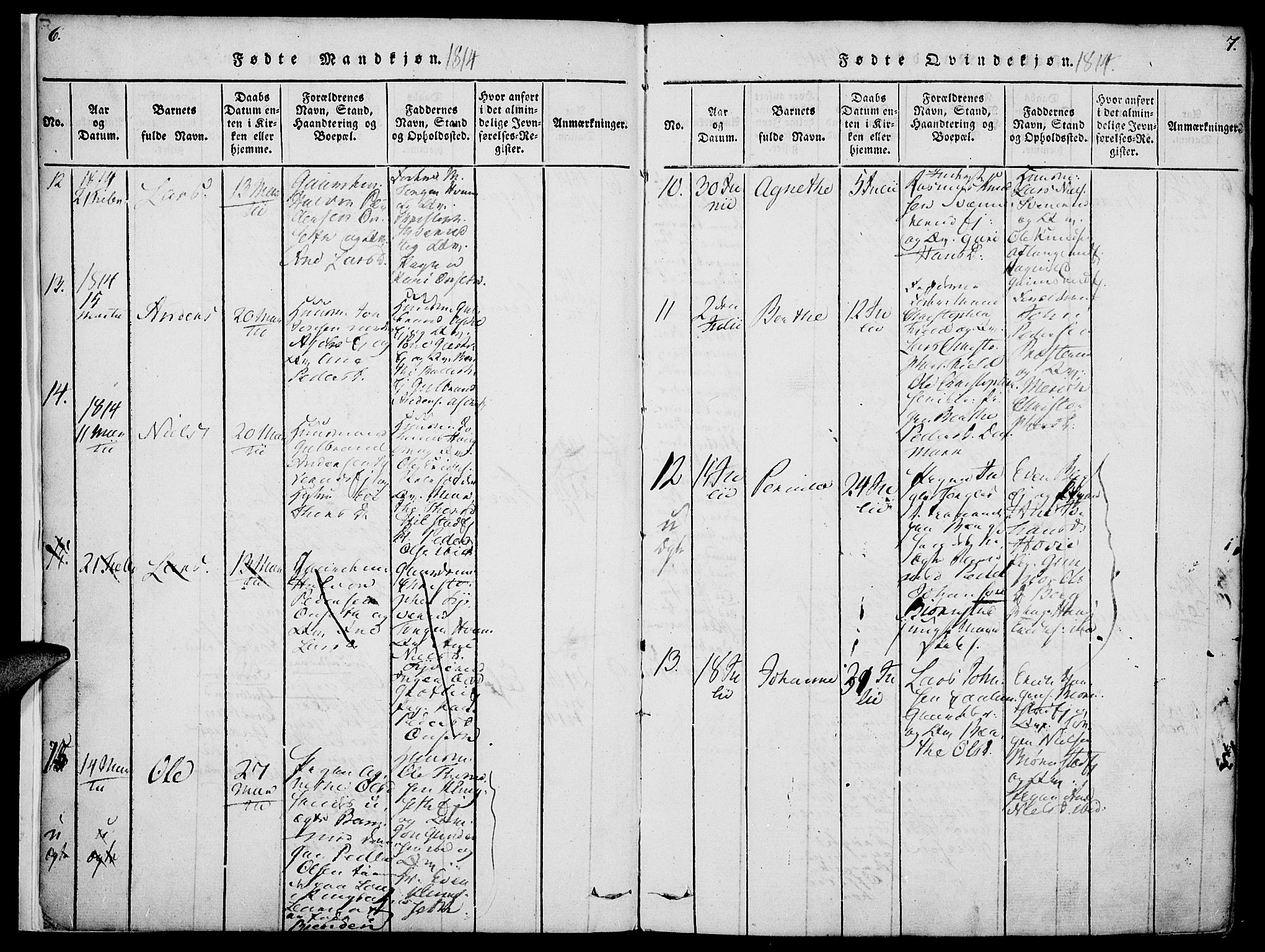 Nes prestekontor, Hedmark, SAH/PREST-020/K/Ka/L0002: Parish register (official) no. 2, 1813-1827, p. 6-7
