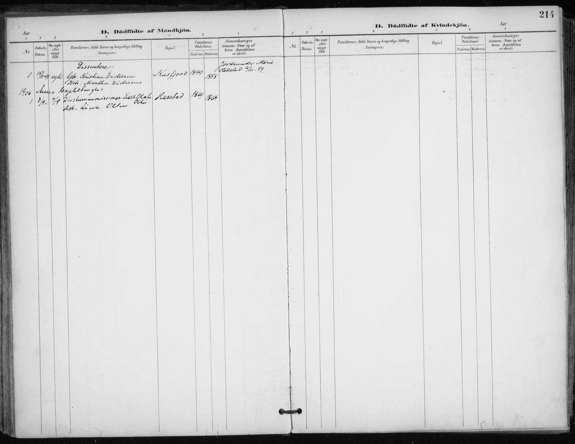 Trondenes sokneprestkontor, AV/SATØ-S-1319/H/Ha/L0017kirke: Parish register (official) no. 17, 1899-1908, p. 214