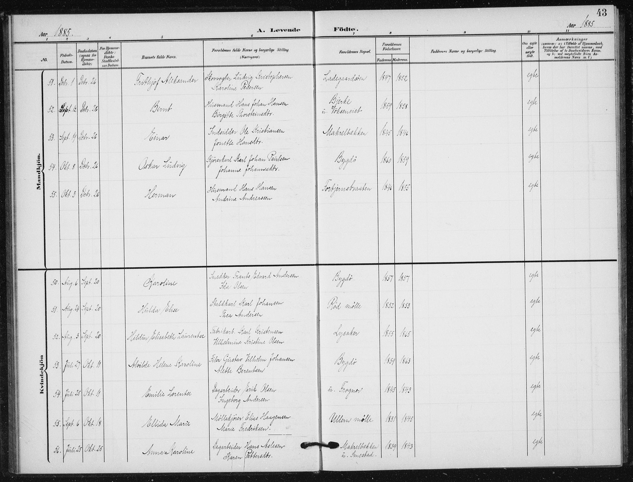 Vestre Aker prestekontor Kirkebøker, SAO/A-10025/F/Fb/L0001: Parish register (official) no. II 1, 1880-1906, p. 43