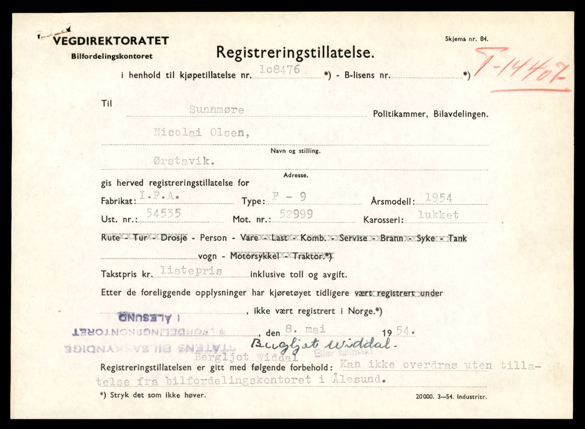 Møre og Romsdal vegkontor - Ålesund trafikkstasjon, AV/SAT-A-4099/F/Fe/L0045: Registreringskort for kjøretøy T 14320 - T 14444, 1927-1998, p. 2231