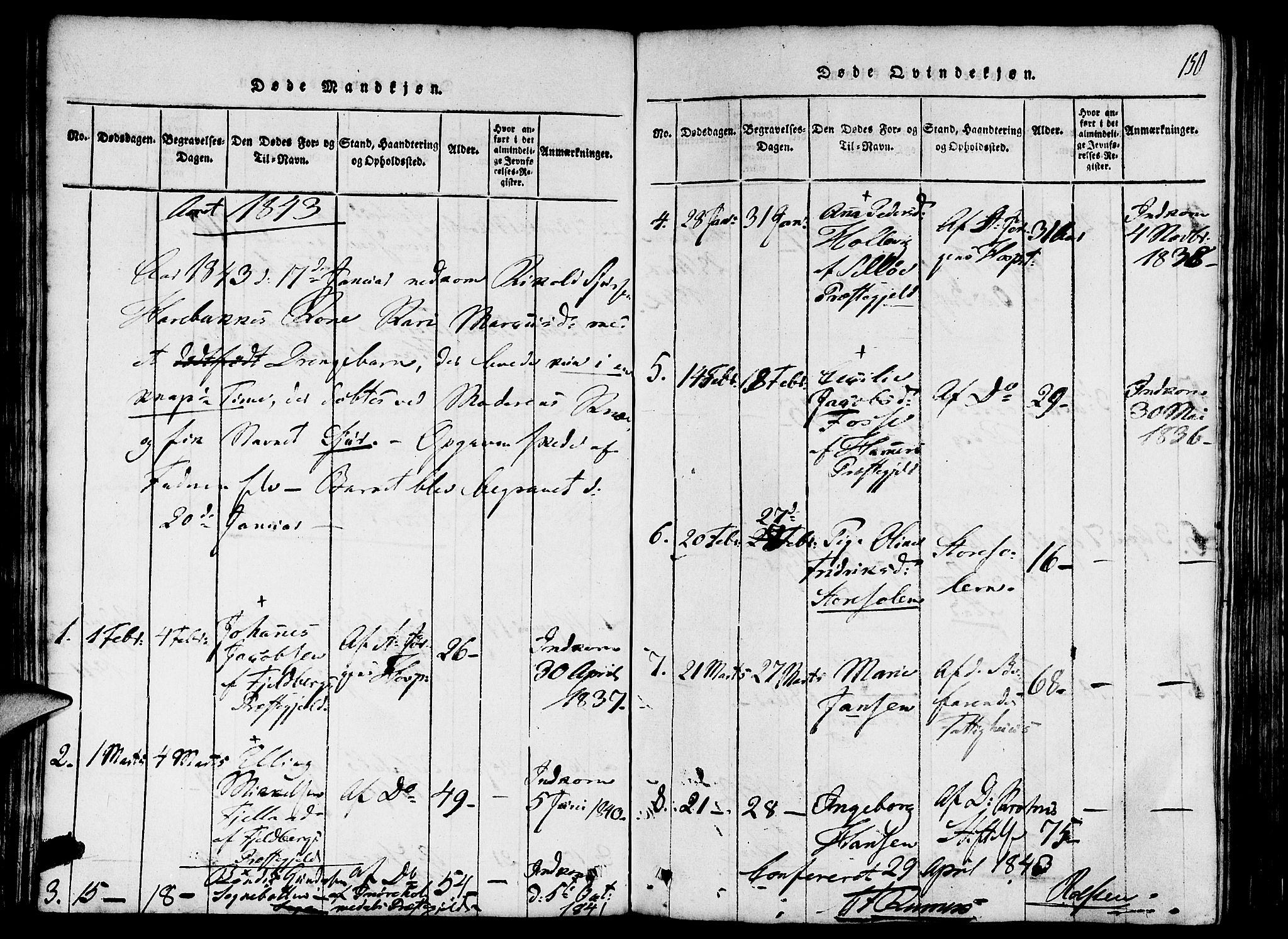 St. Jørgens hospital og Årstad sokneprestembete, AV/SAB-A-99934: Parish register (official) no. A 3, 1815-1843, p. 150