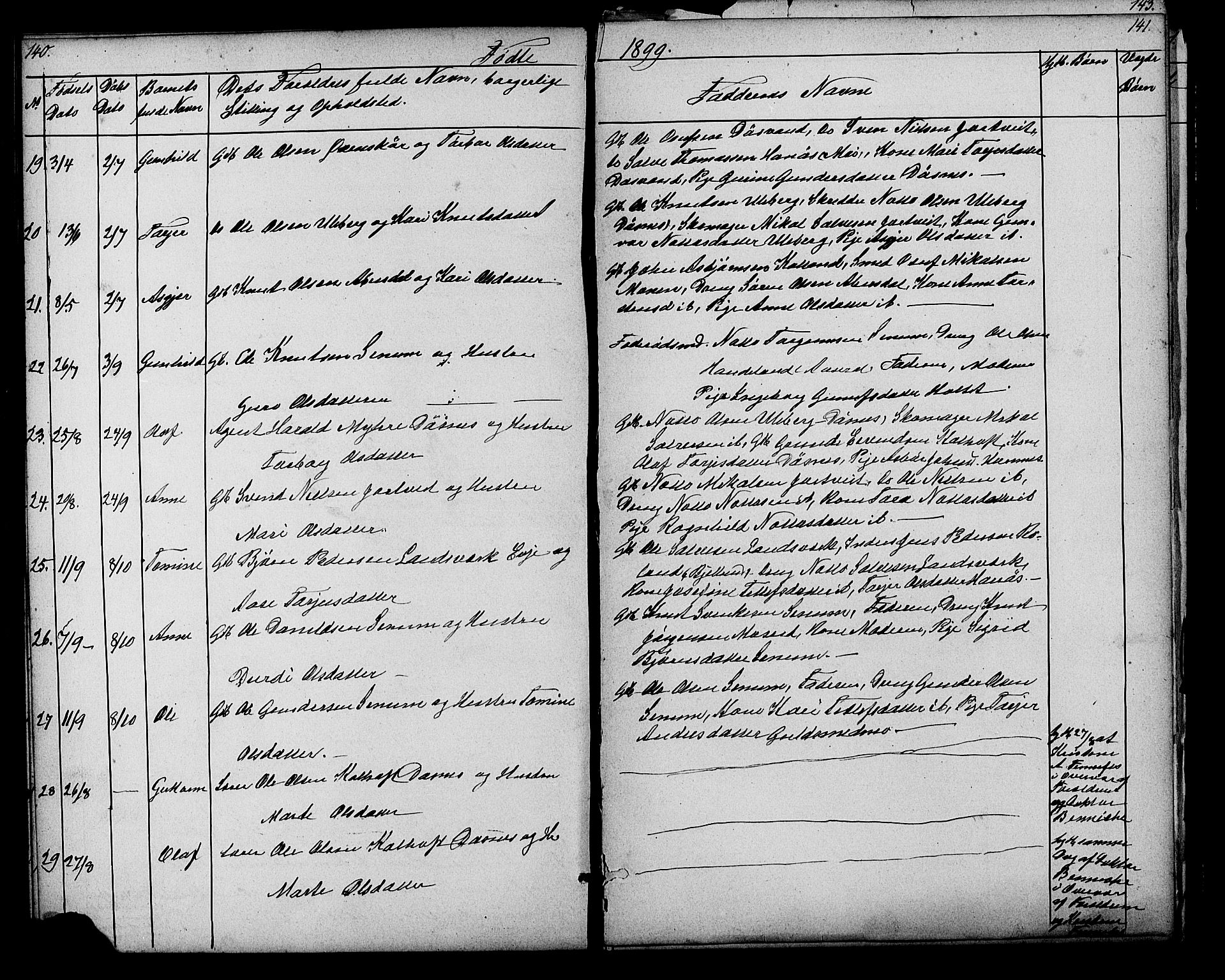 Evje sokneprestkontor, SAK/1111-0008/F/Fb/Fbb/L0002: Parish register (copy) no. B 2, 1879-1909, p. 140-141
